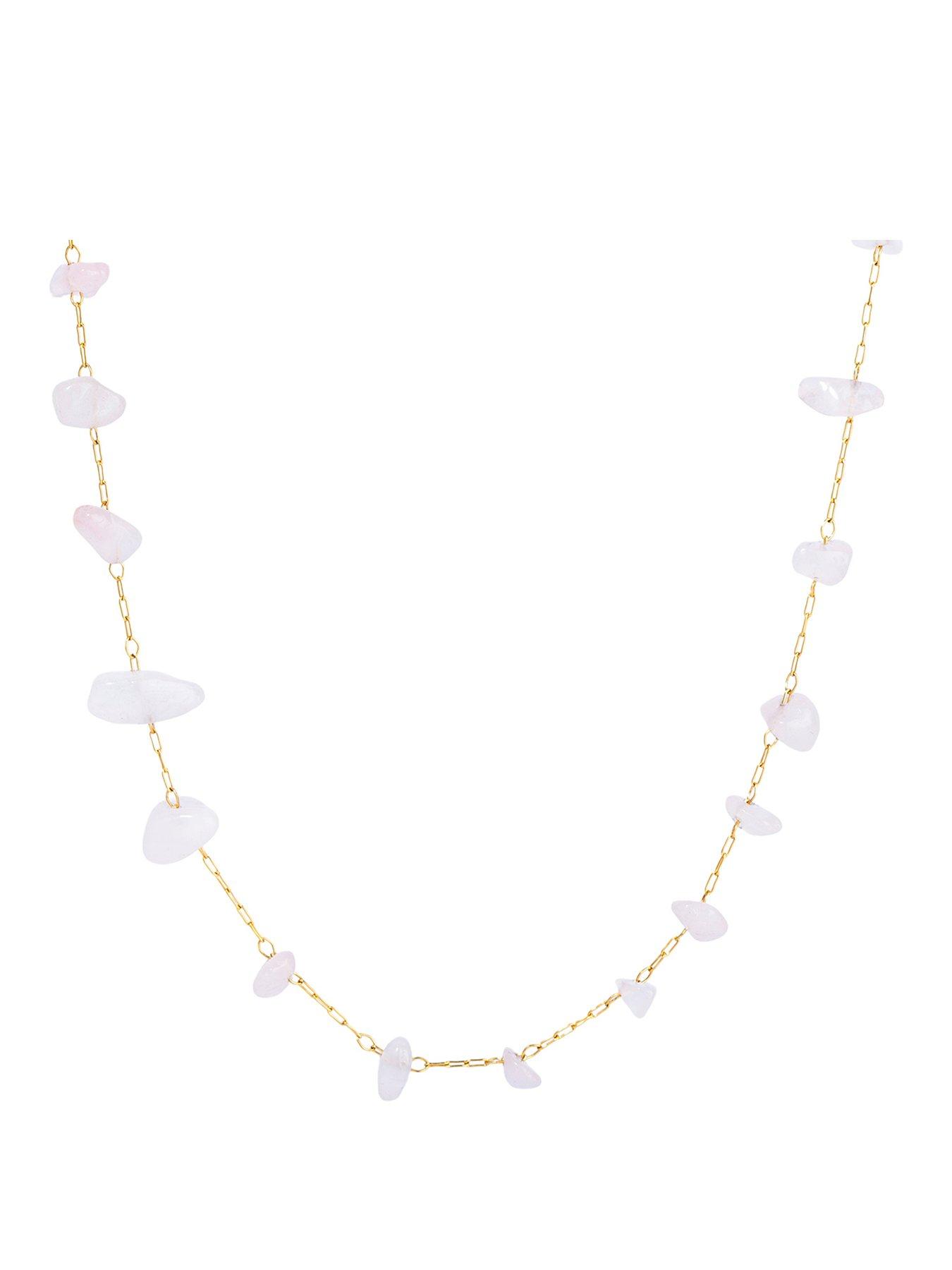 The Love Collection 18ct Gold PVD Plated Waterproof Stainless Steel Pink Gemstone Necklace