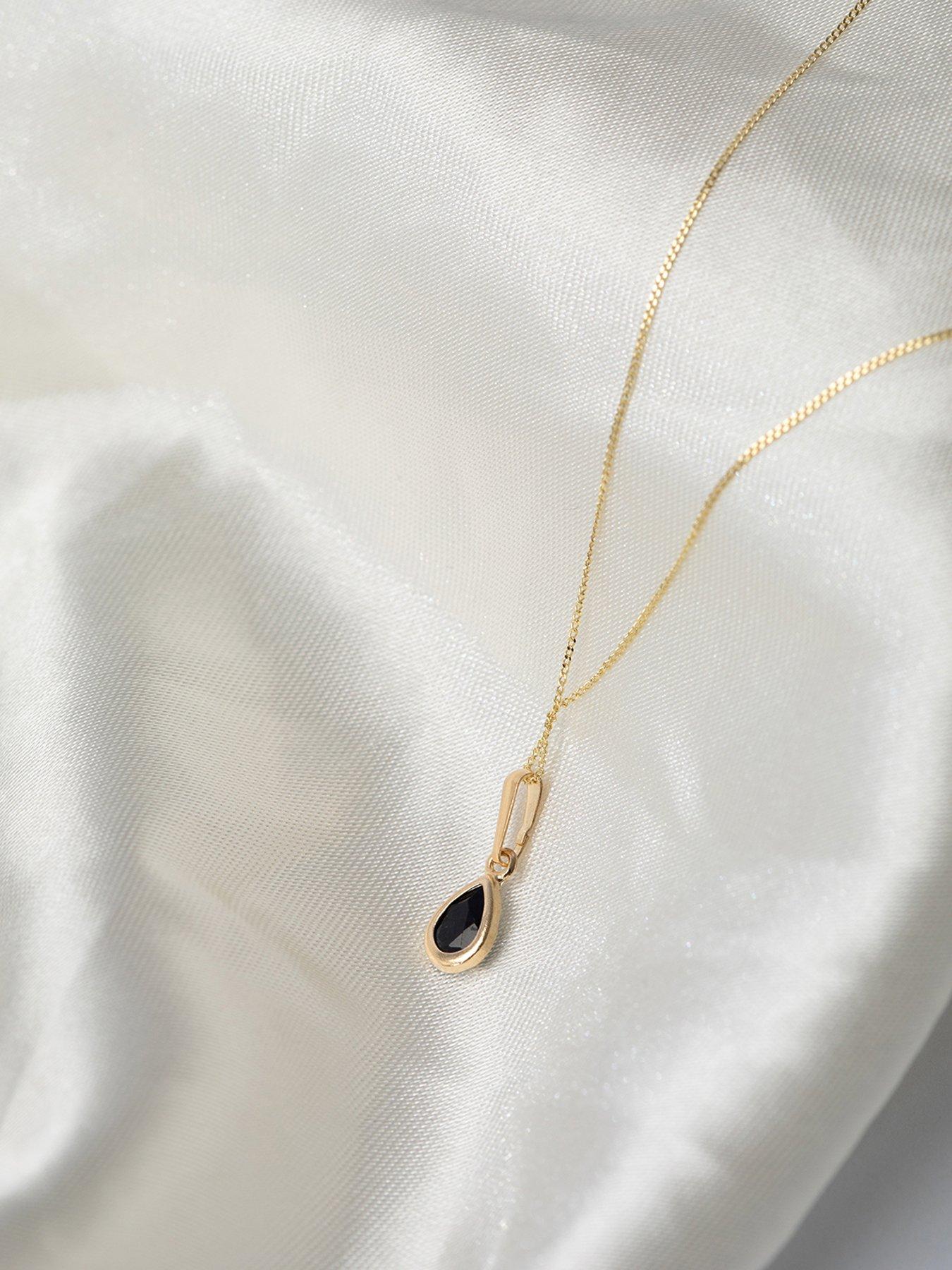 The Love Collection 9ct Gold Yellow Sapphire Pear Shape Rubover Necklace