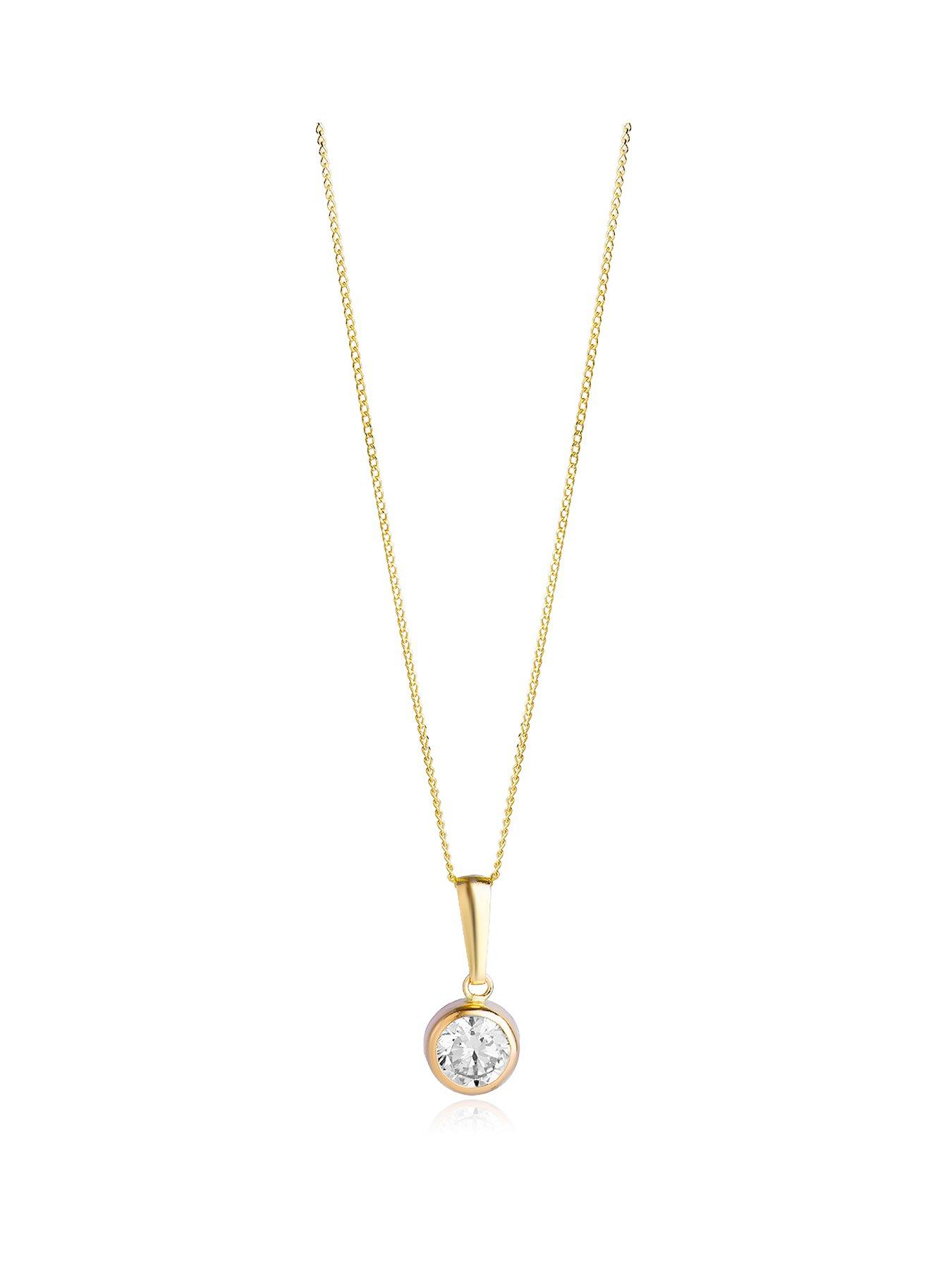 image of the-love-collection-9ct-yellow-gold-white-cz-rubover-pendant