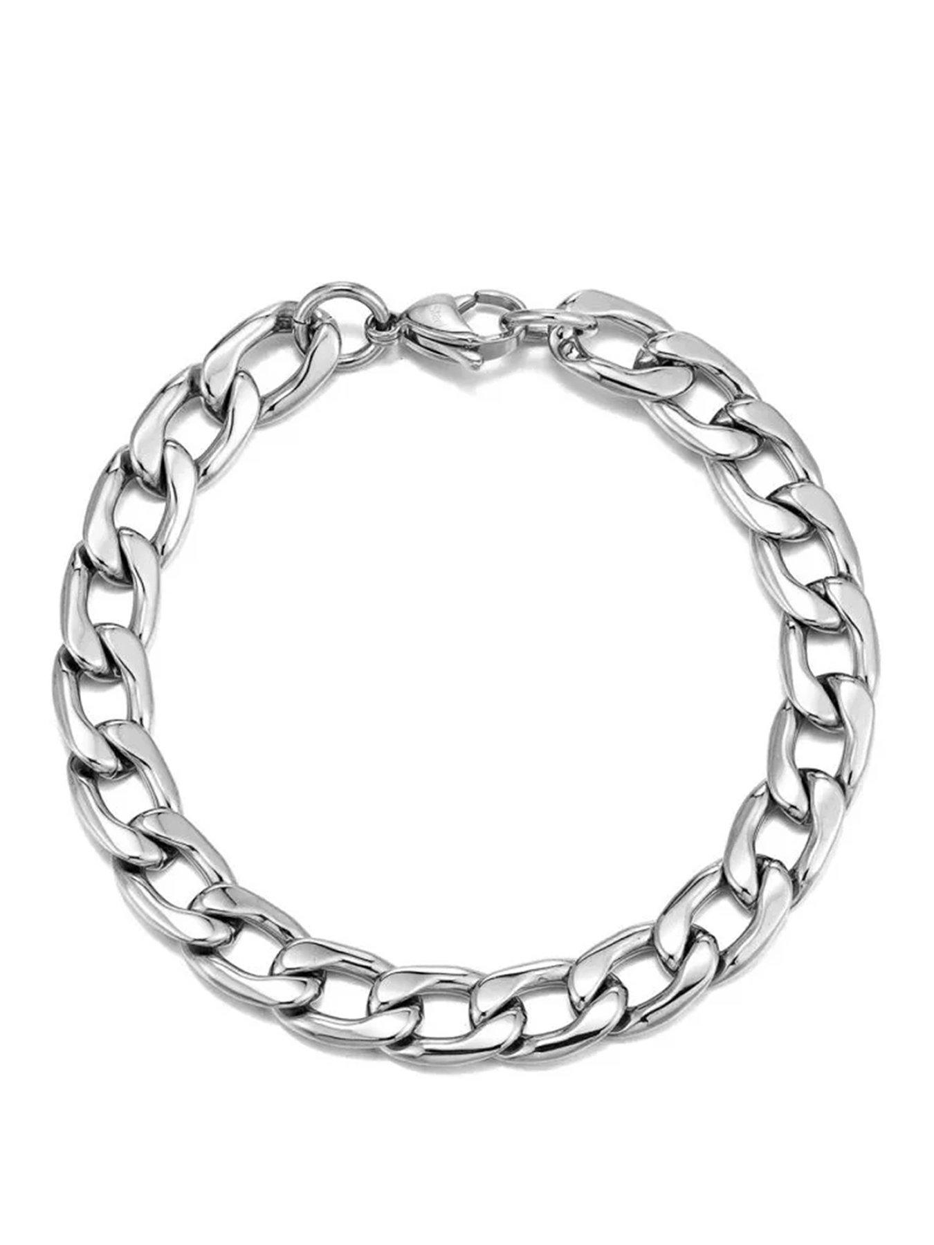 The Love Collection Men's Flat Curb Stainless Steel Bracelet