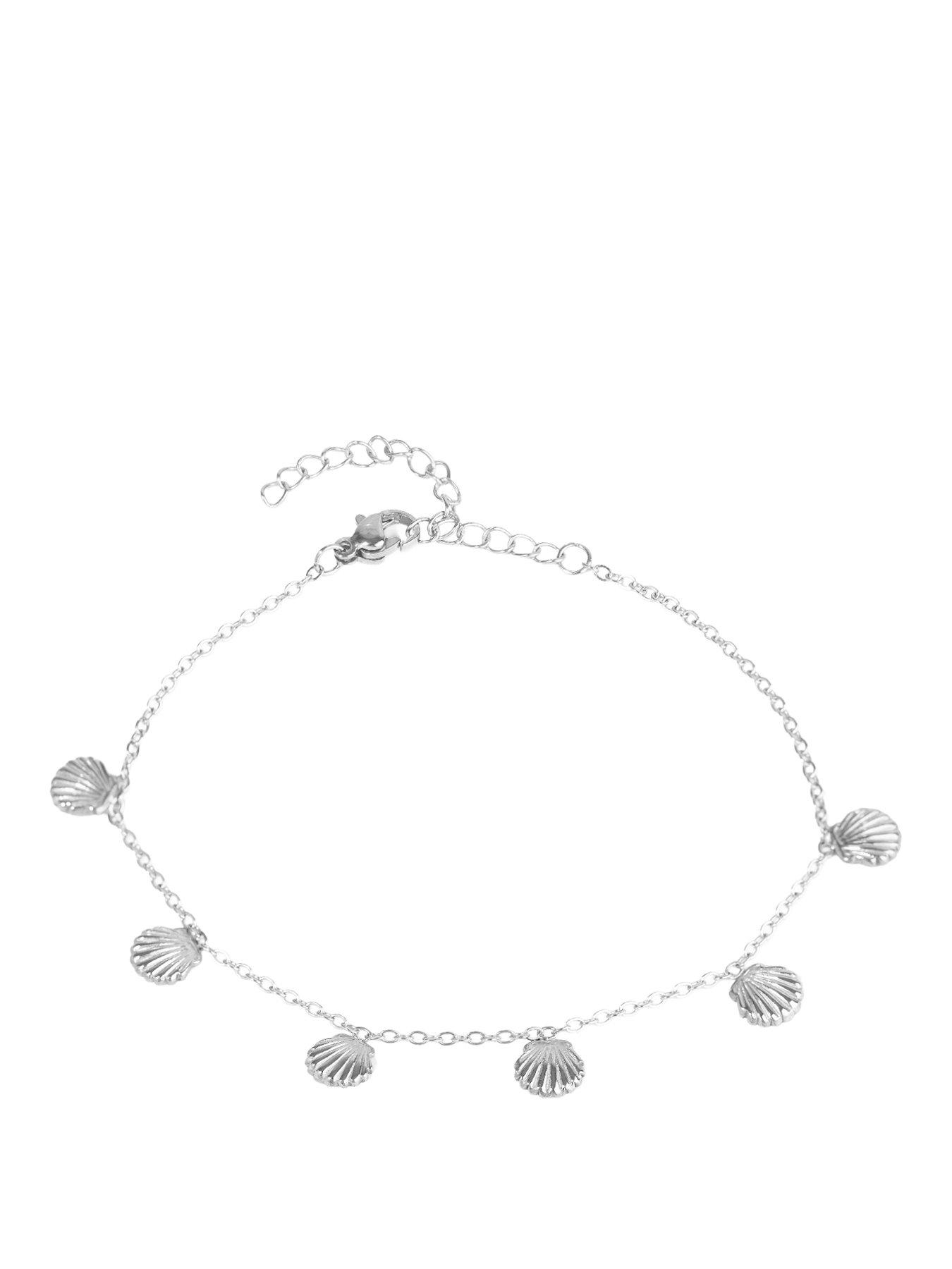 Image 1 of 6 of The Love Collection Waterproof Stainless Steel Multi Shell Anklet