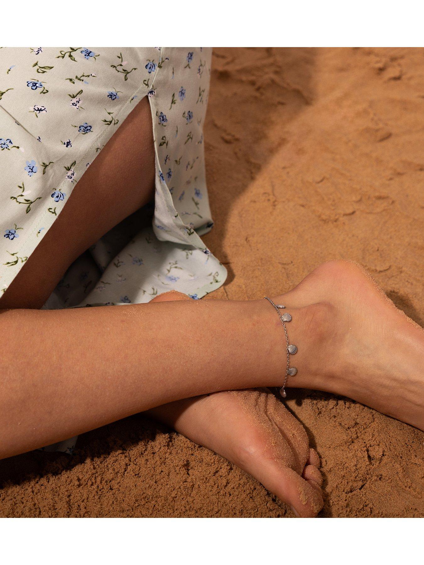 Image 2 of 6 of The Love Collection Waterproof Stainless Steel Multi Shell Anklet