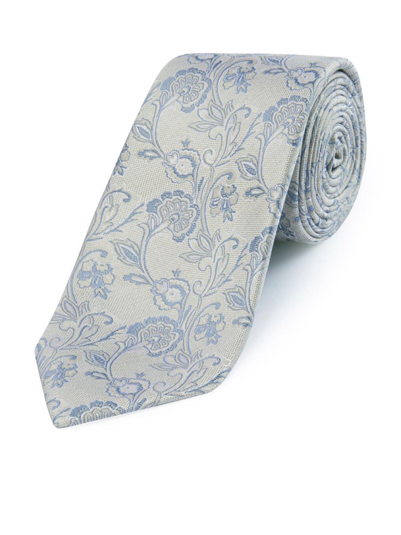  image of skopes-stoneblue-floral-silk-tie