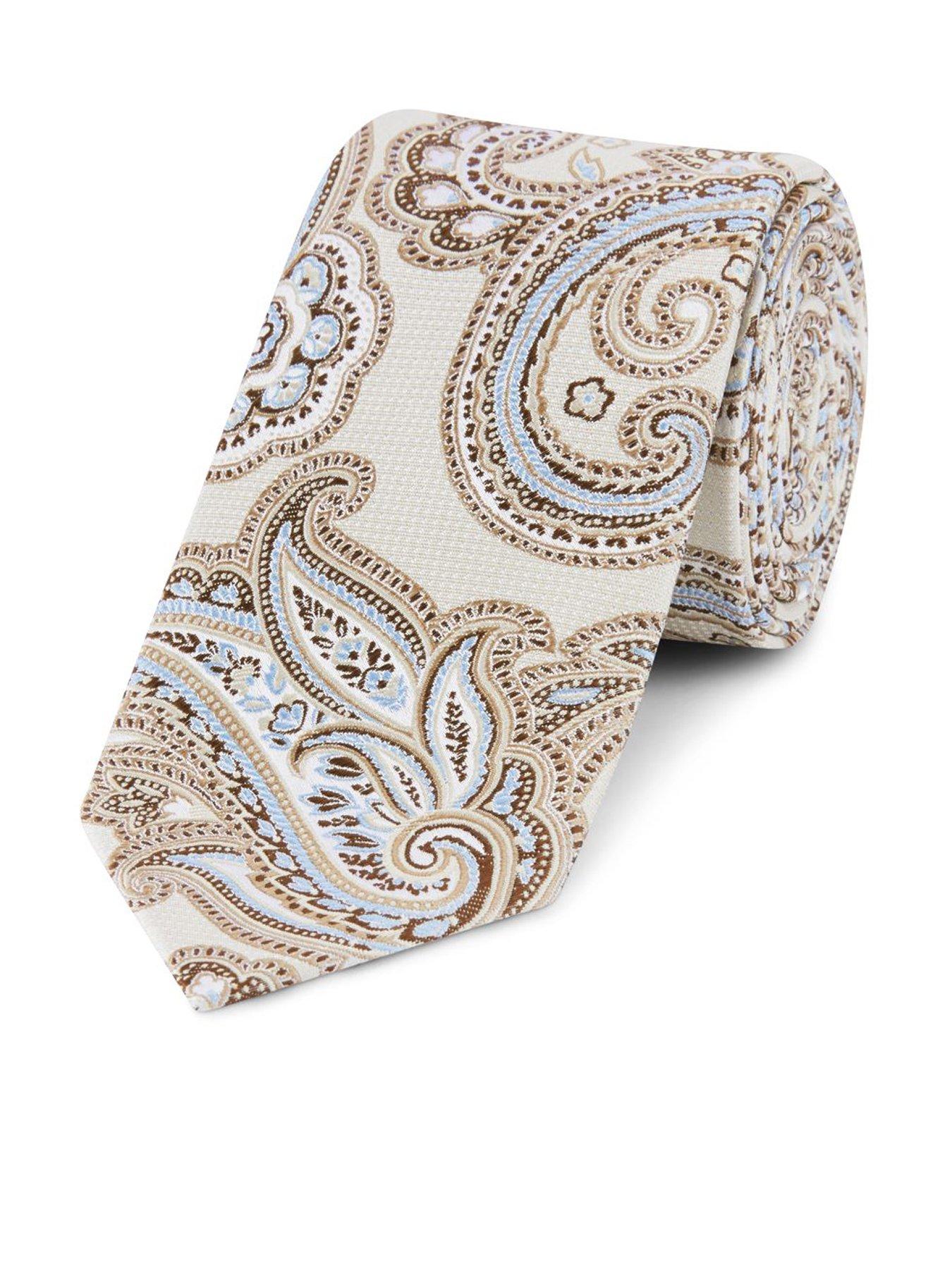  image of skopes-creamblue-paisley-silk-tie