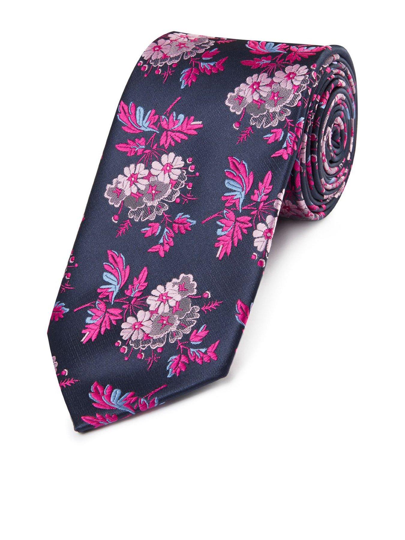 Skopes Navy/fuschia Floral Tie