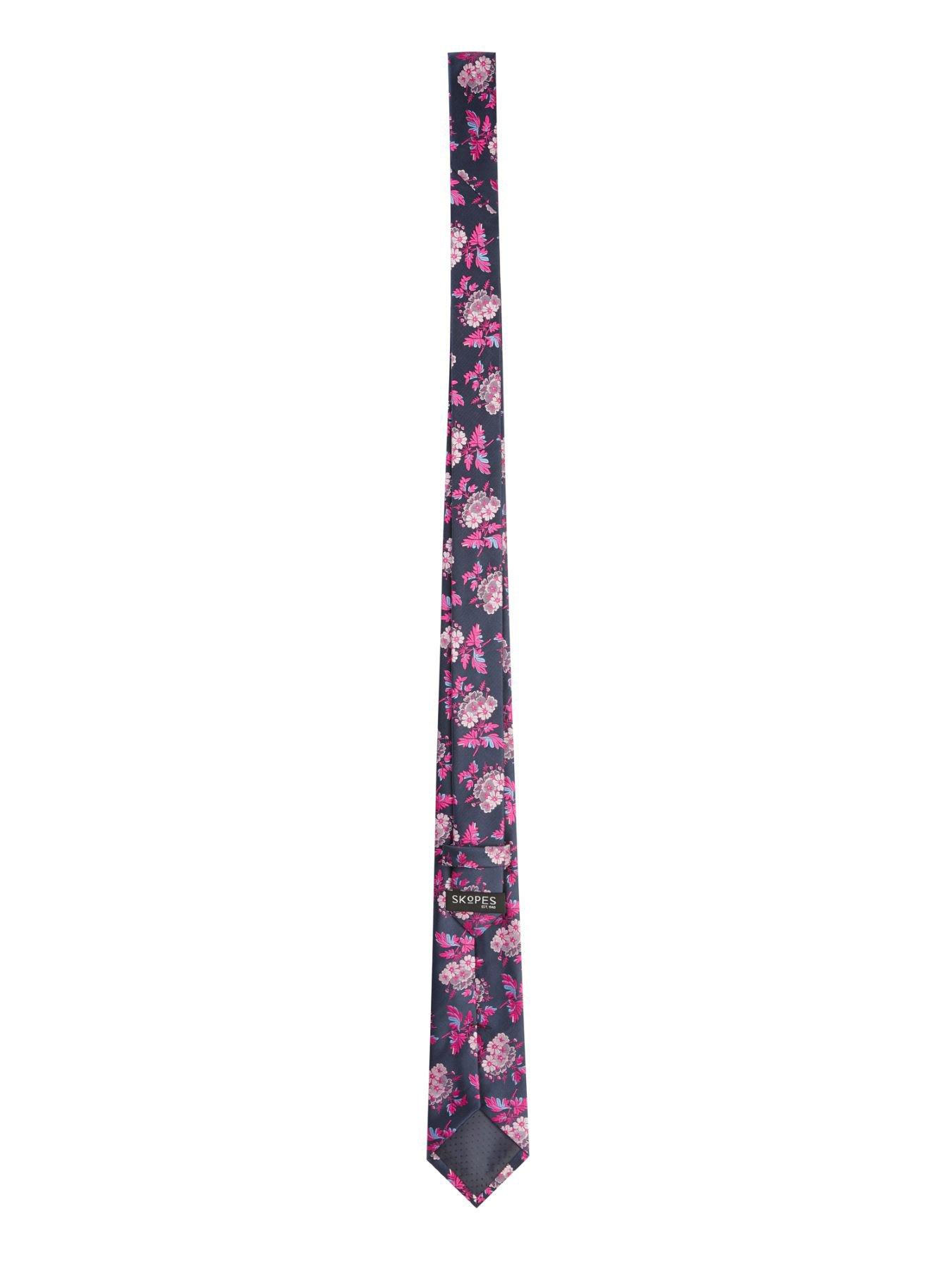  image of skopes-navyfuschia-floral-tie