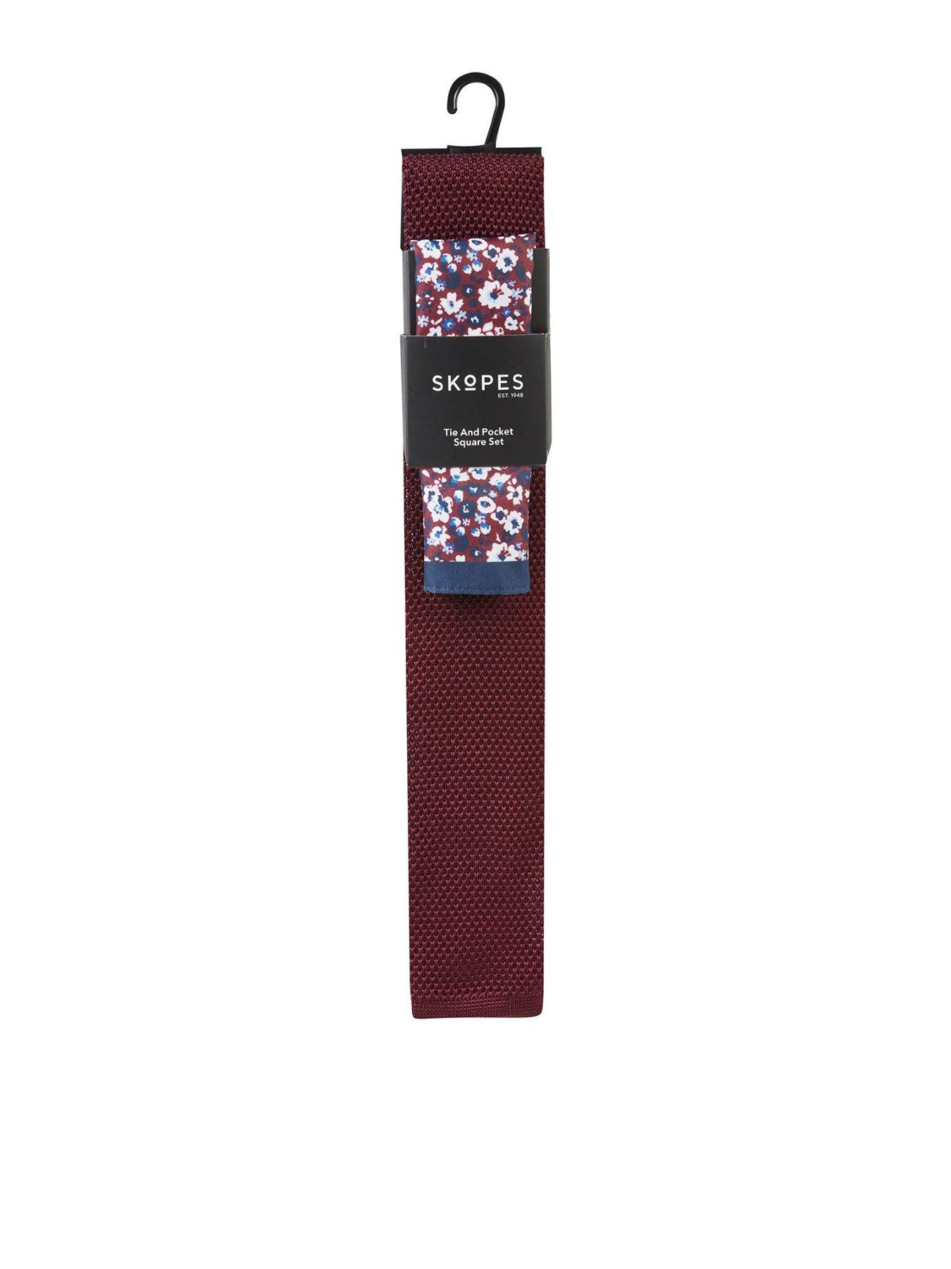  image of skopes-wine-knitted-tie-amp-pocket-square-set