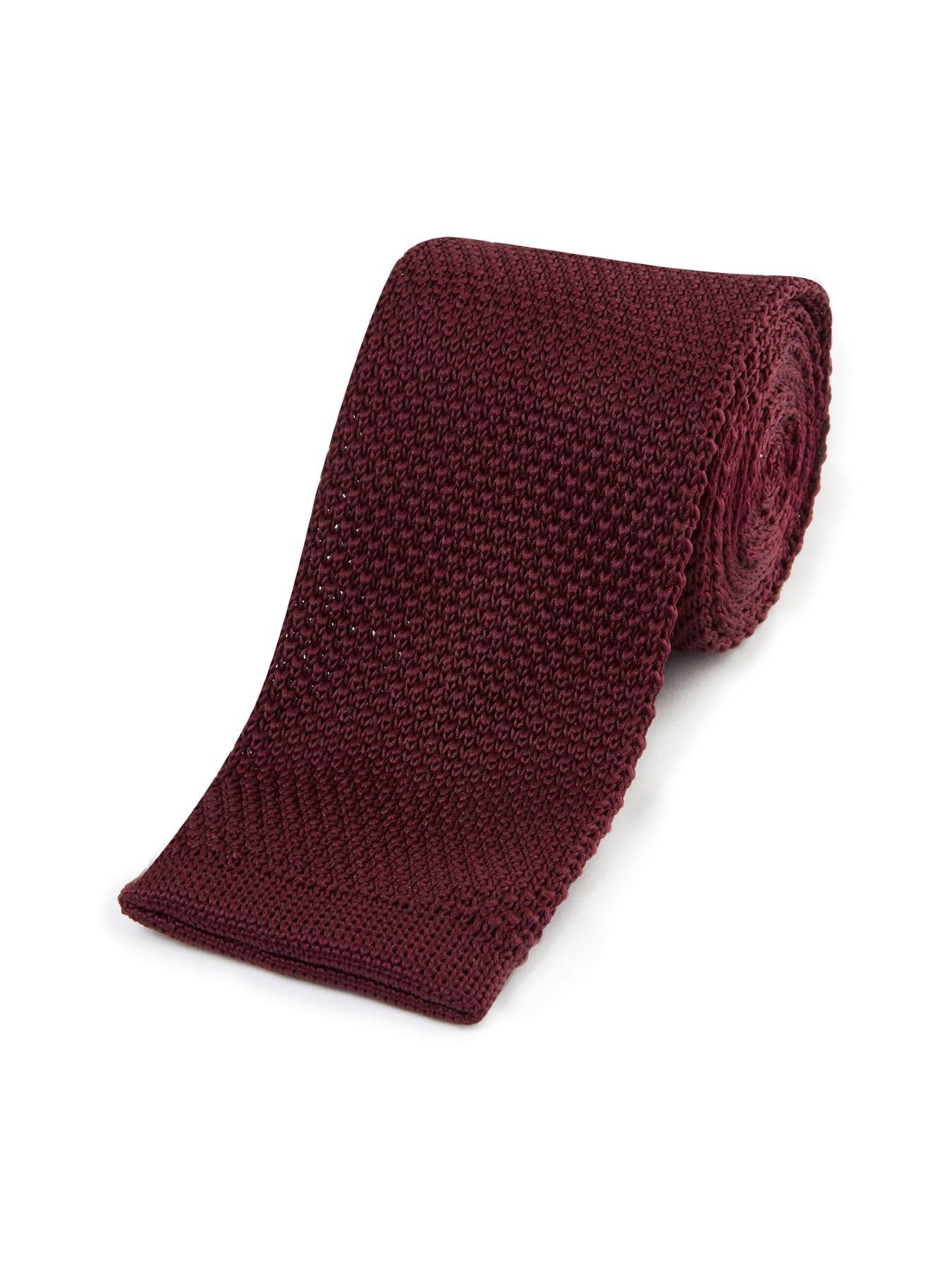  image of skopes-wine-knitted-tie-amp-pocket-square-set
