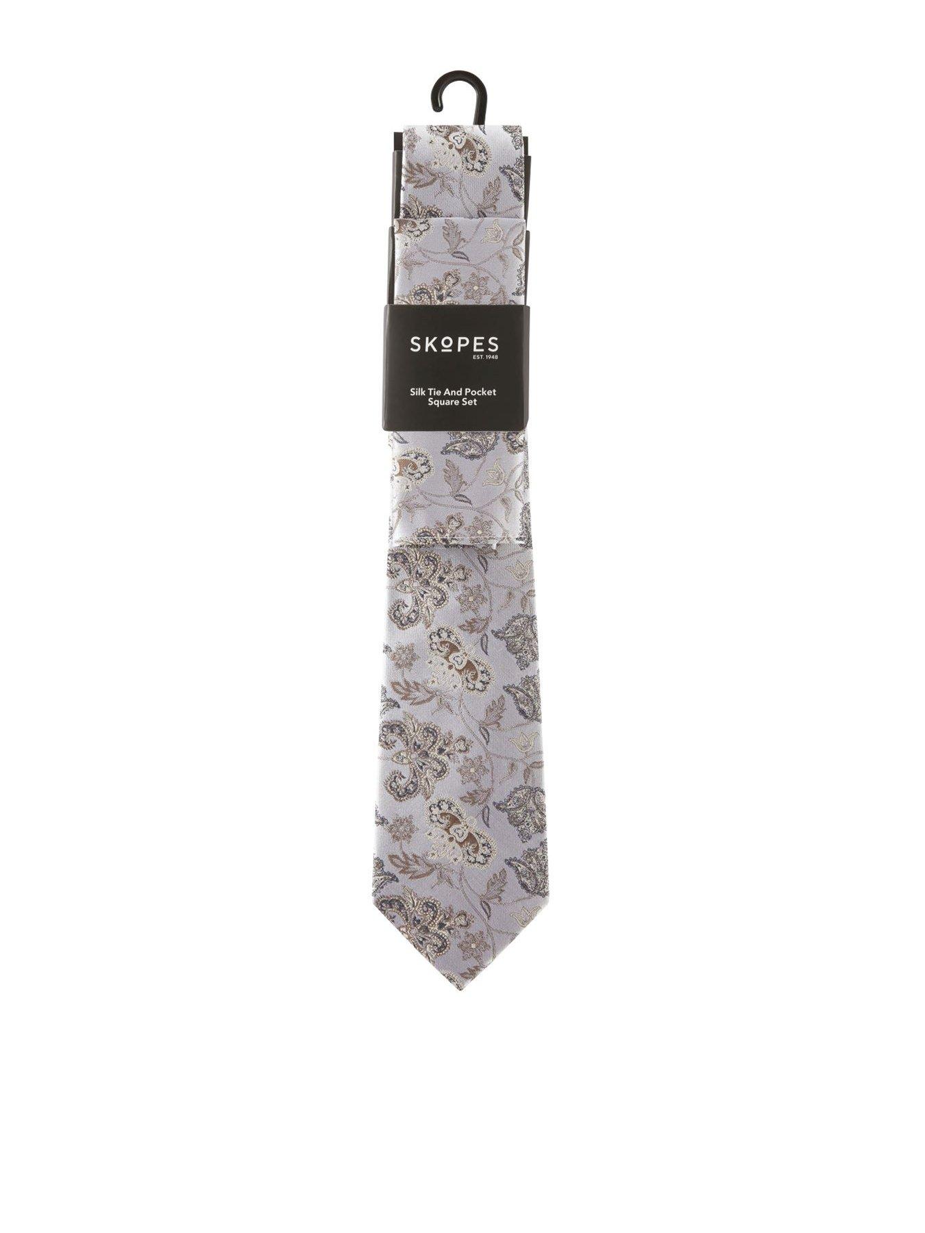 Skopes Stone Floral Silk Tie  &  Pocket Square Set