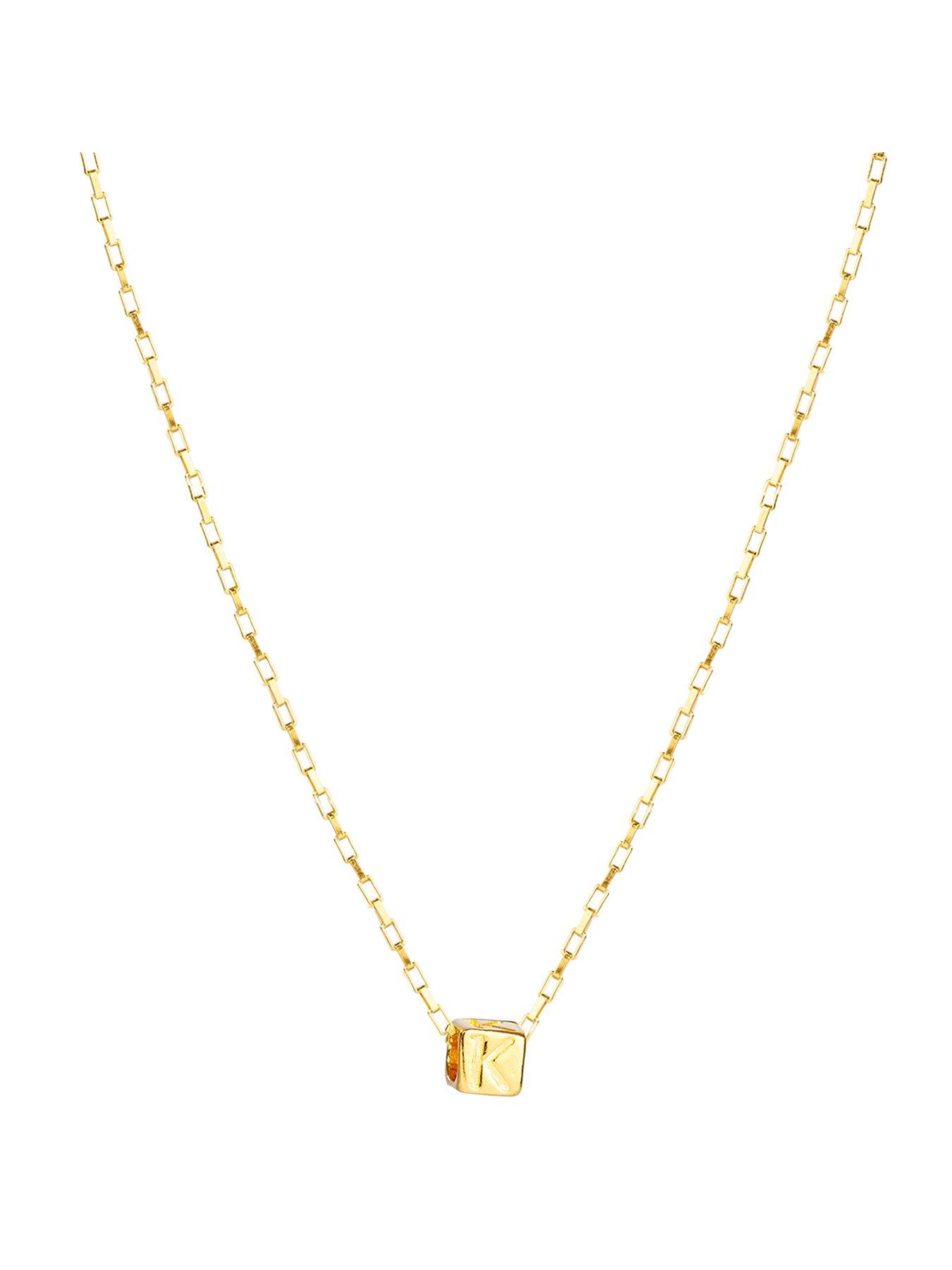 The Love Collection Gold Plated Sterling Silver Alphabet Slider Charm with Box Chain