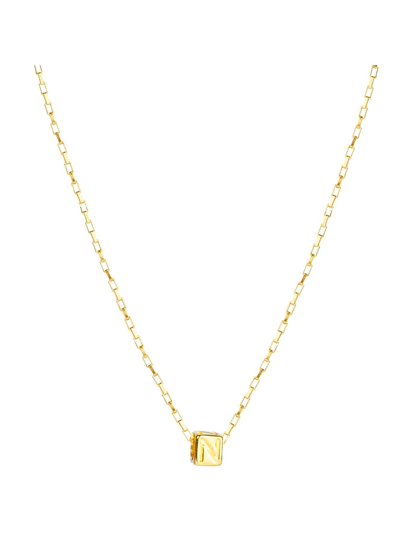 The Love Collection Gold Plated Sterling Silver Alphabet Slider Charm with Box Chain