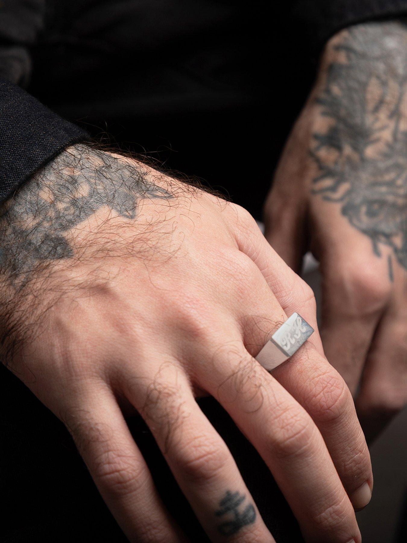 Image 2 of 4 of The Love Collection Men's Personalised Large Signet Ring