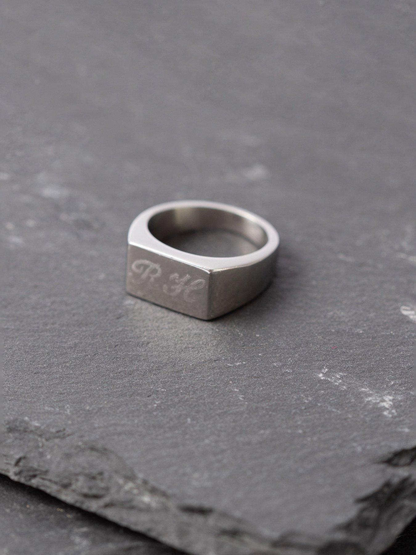 Image 3 of 4 of The Love Collection Men's Personalised Large Signet Ring