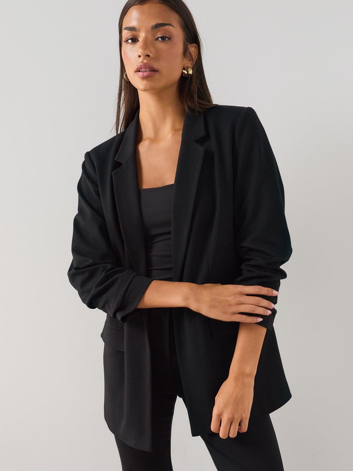 Image 1 of 7 of The Very Collection Ultimate Ruched Sleeve Blazer - Black