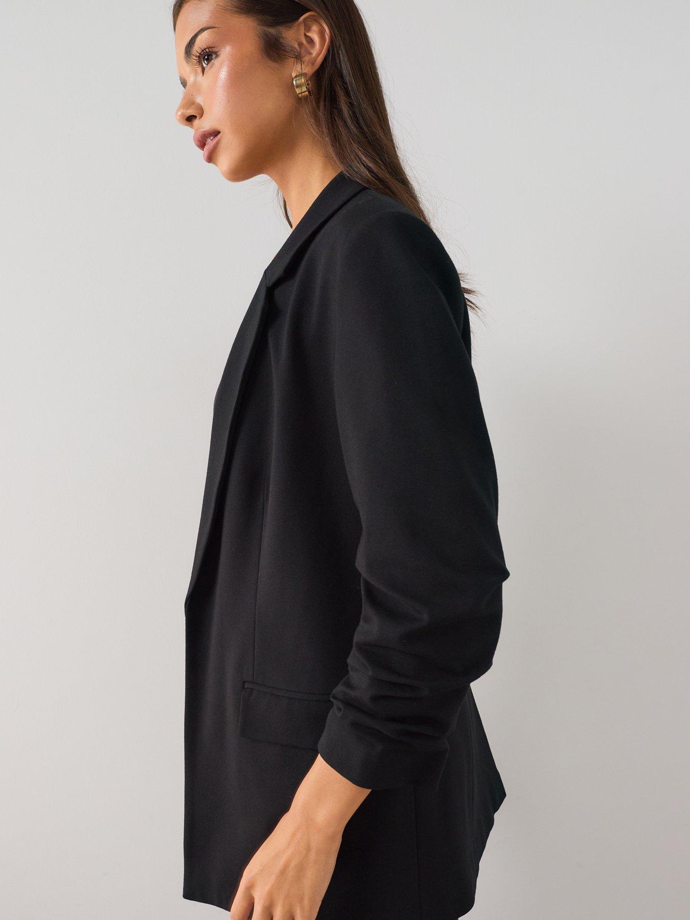 Image 4 of 7 of The Very Collection Ultimate Ruched Sleeve Blazer - Black