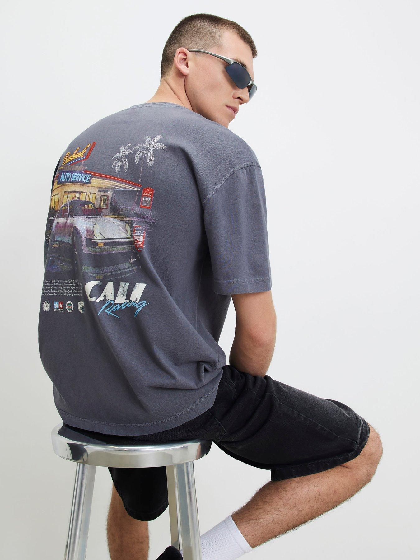 River Island Oversized Fit Cotton Cali Car T-Shirt - Black