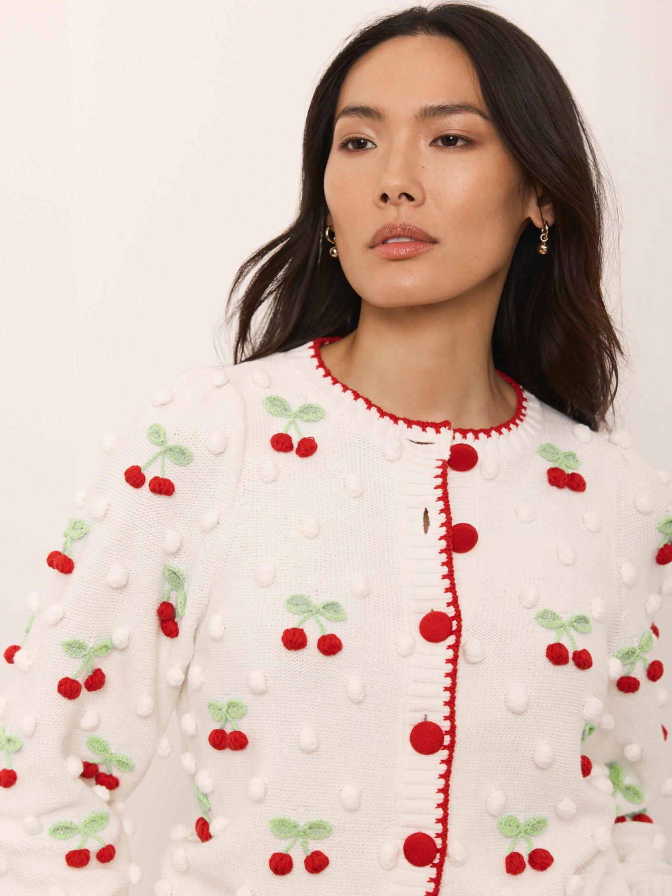 Image 4 of 6 of Mint Velvet Cherry Knitted Cardigan