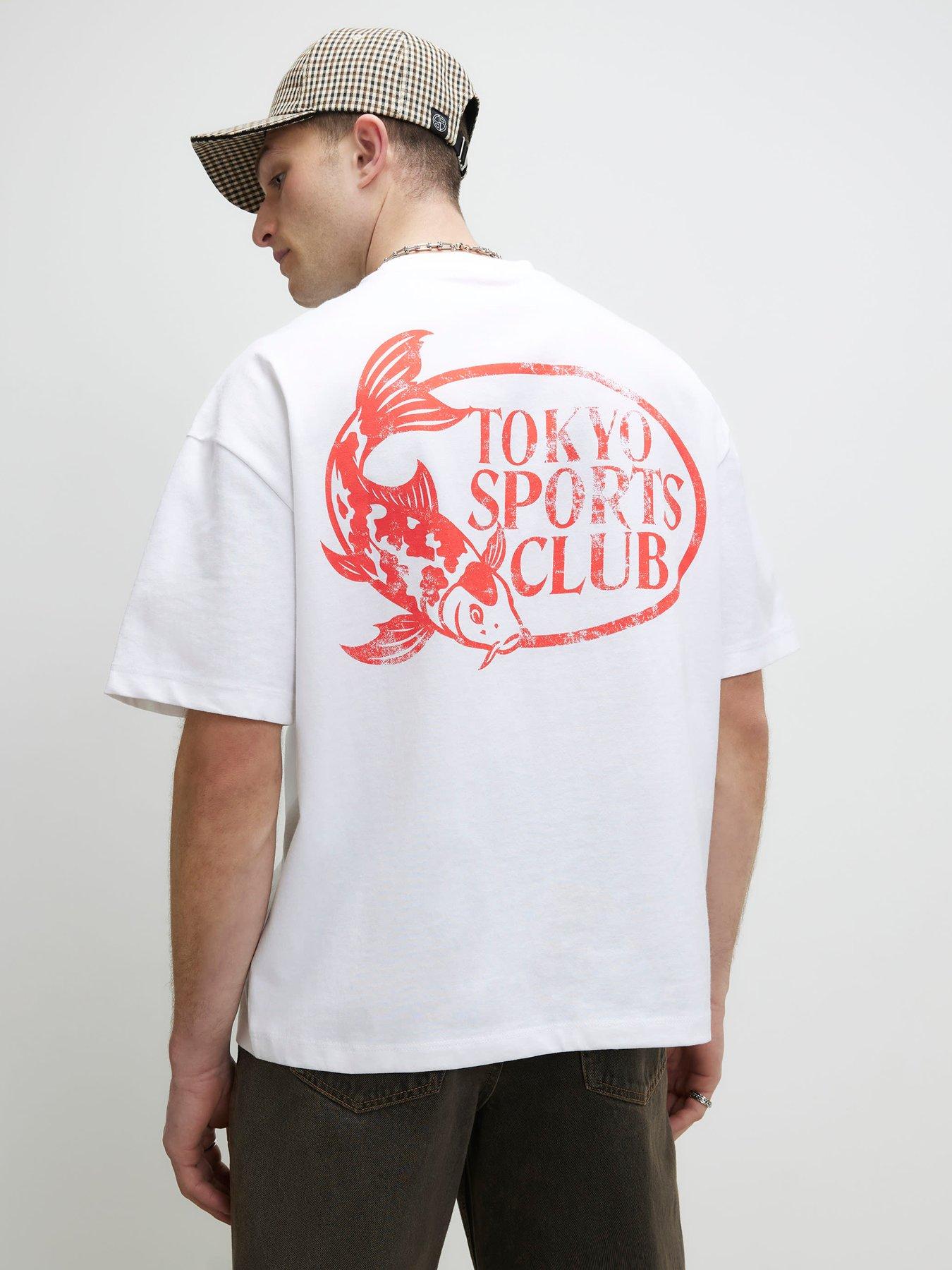 River Island Tokyo Sports Fish Graphic T-Shirt - White