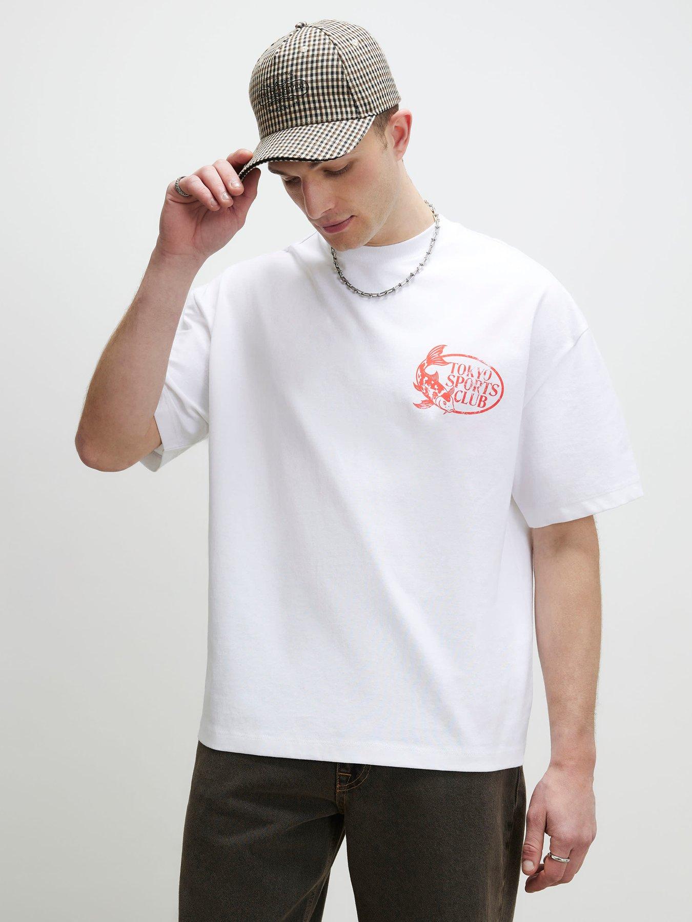 Image 2 of 6 of River Island Tokyo Sports Fish Graphic T-Shirt - White