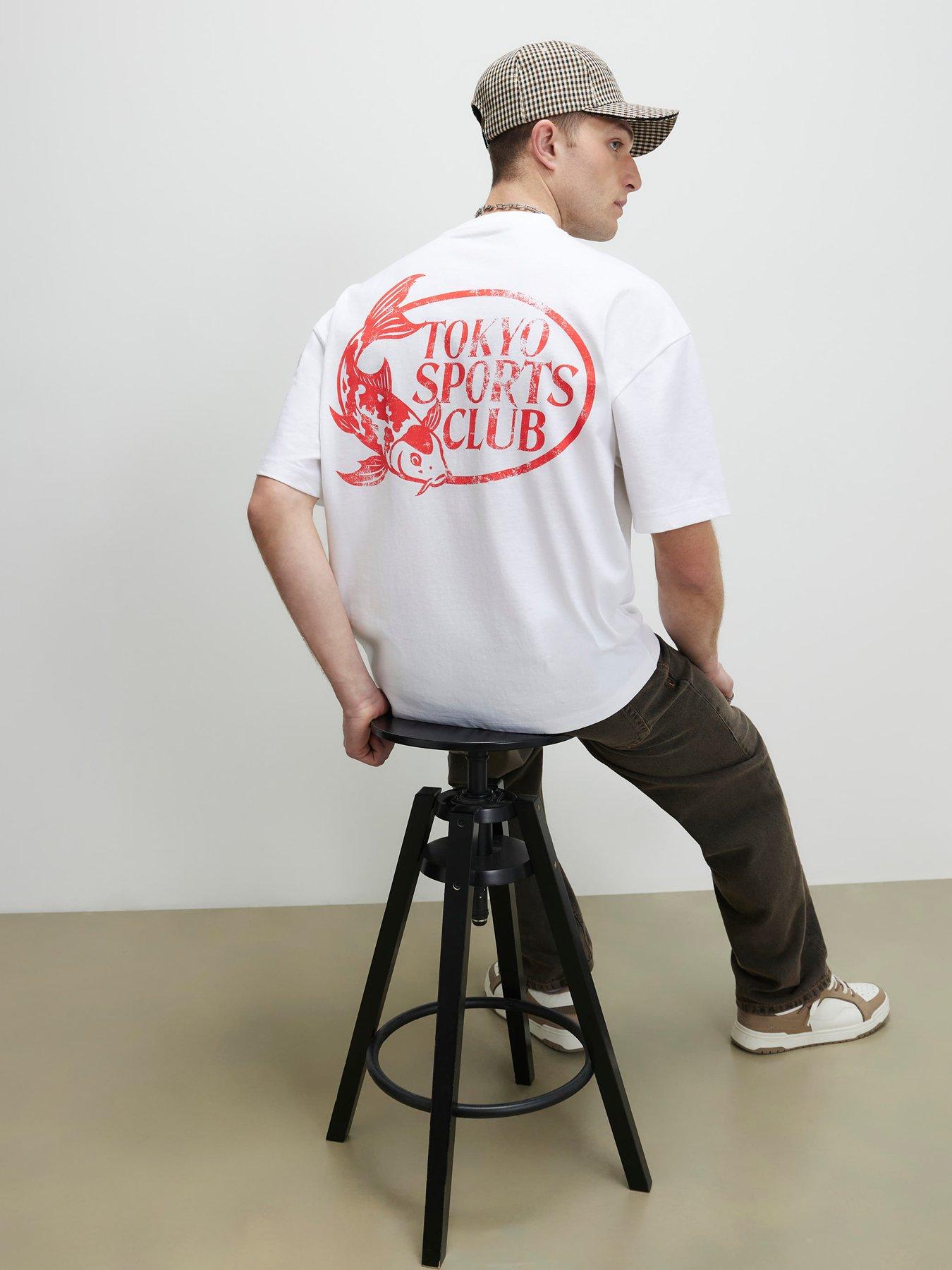 Image 3 of 6 of River Island Tokyo Sports Fish Graphic T-Shirt - White