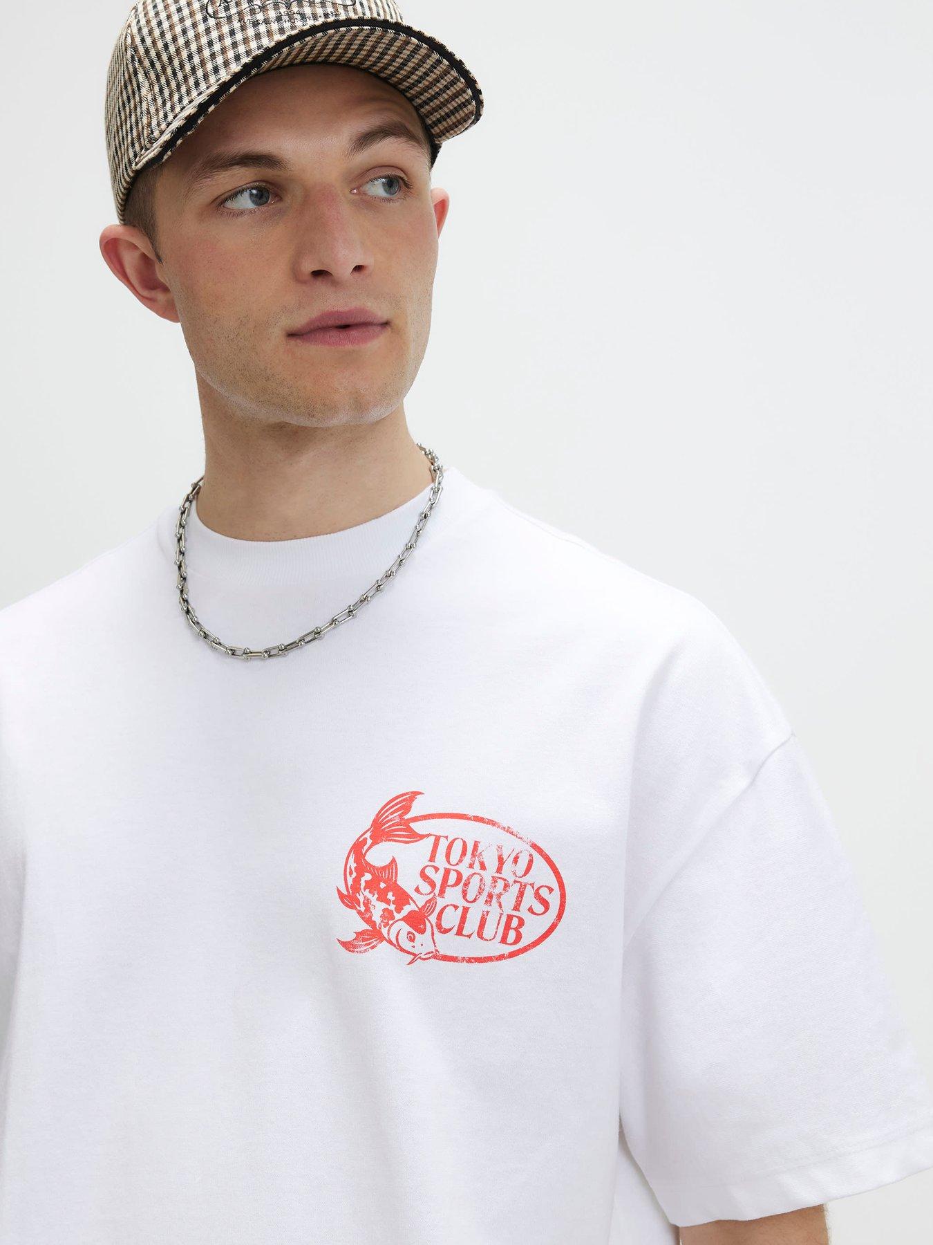 Image 4 of 6 of River Island Tokyo Sports Fish Graphic T-Shirt - White