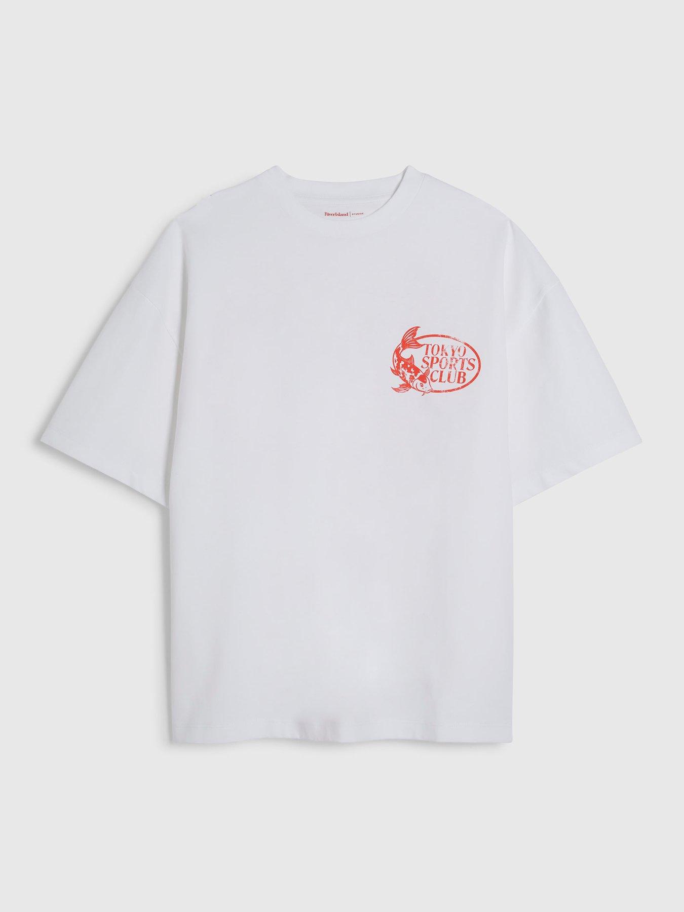Image 5 of 6 of River Island Tokyo Sports Fish Graphic T-Shirt - White