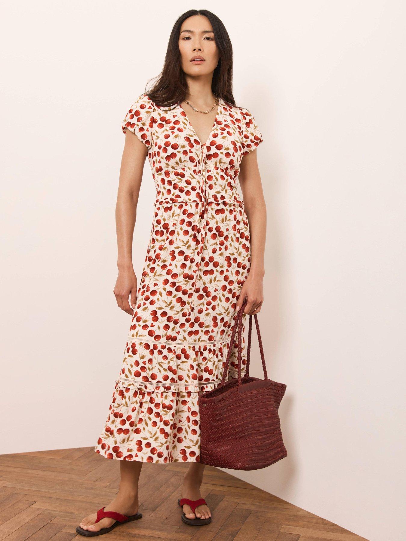  image of mint-velvet-cherry-print-midi-dress