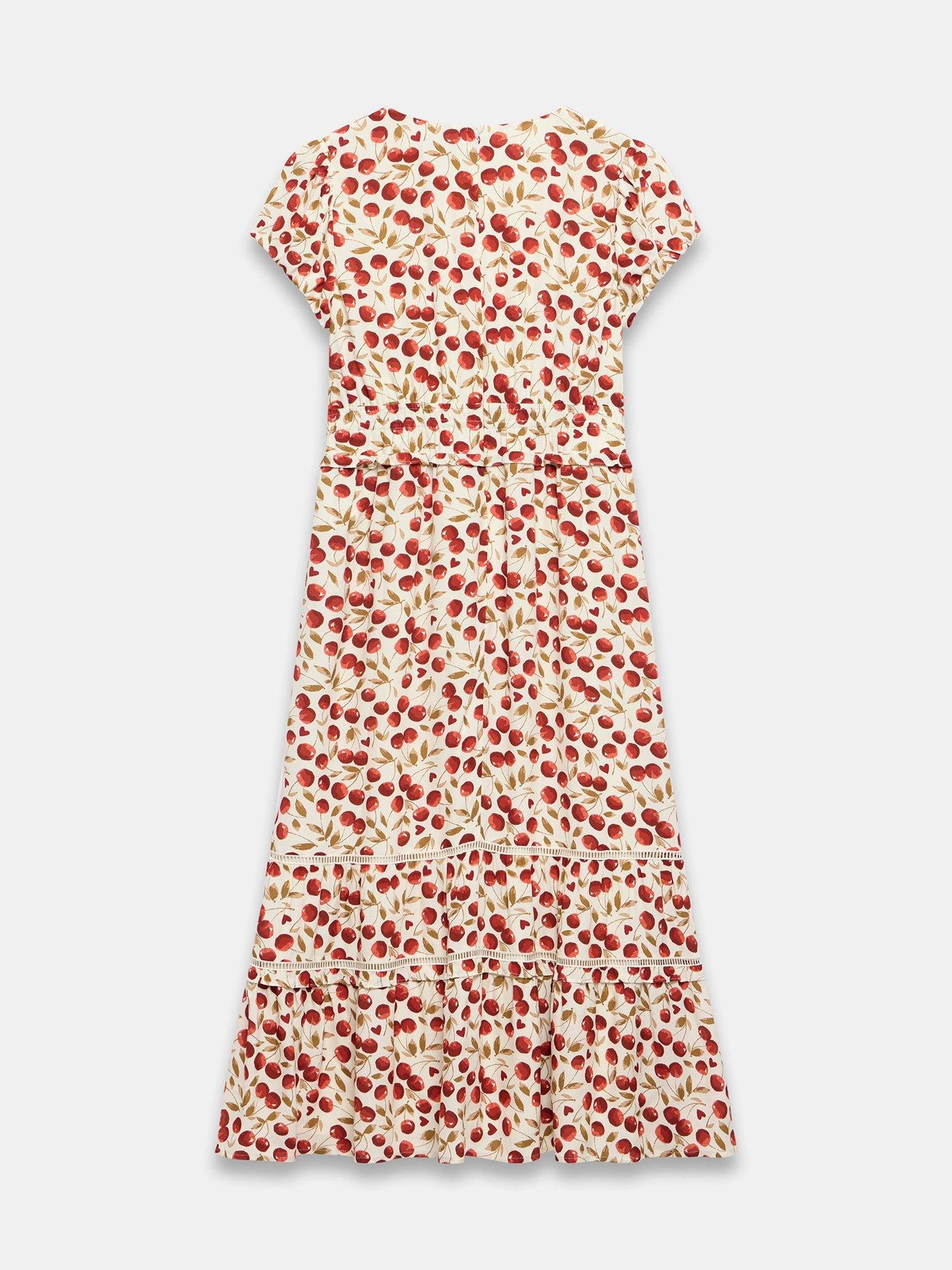  image of mint-velvet-cherry-print-midi-dress