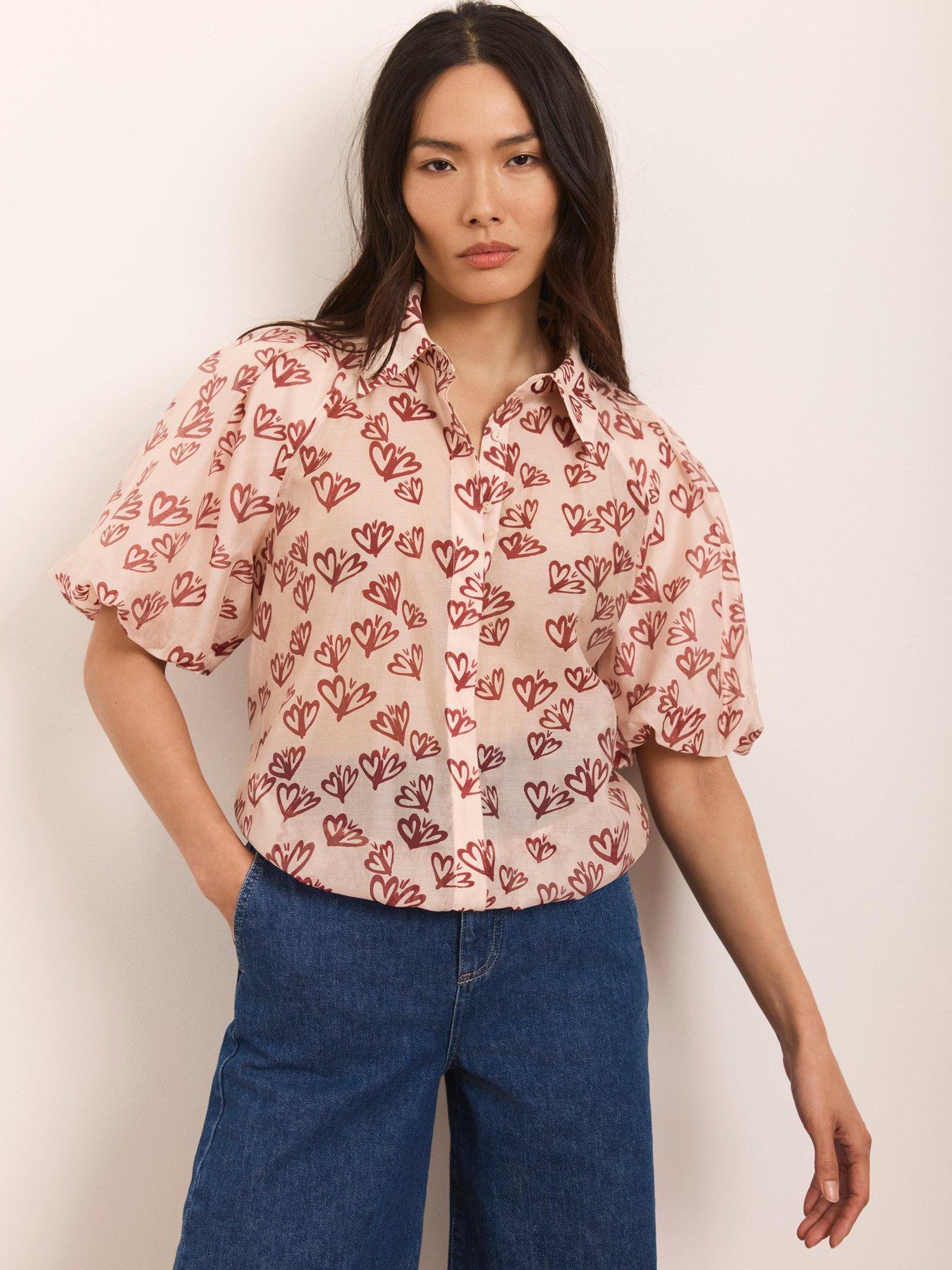 Mint Velvet Heart Print Puff Sleeve Shirt