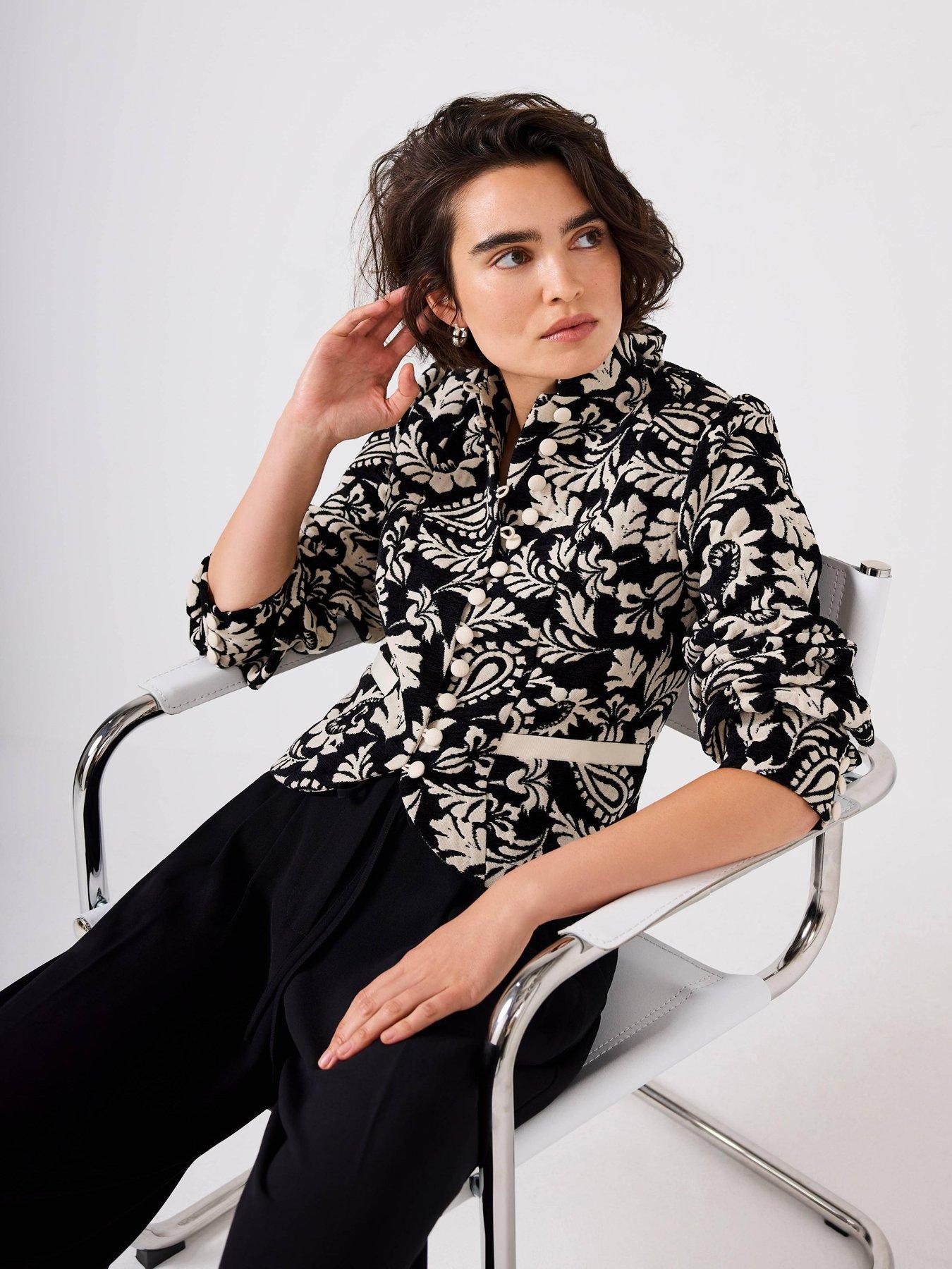 Image 3 of 6 of Mint Velvet Jacquard Poets Jacket