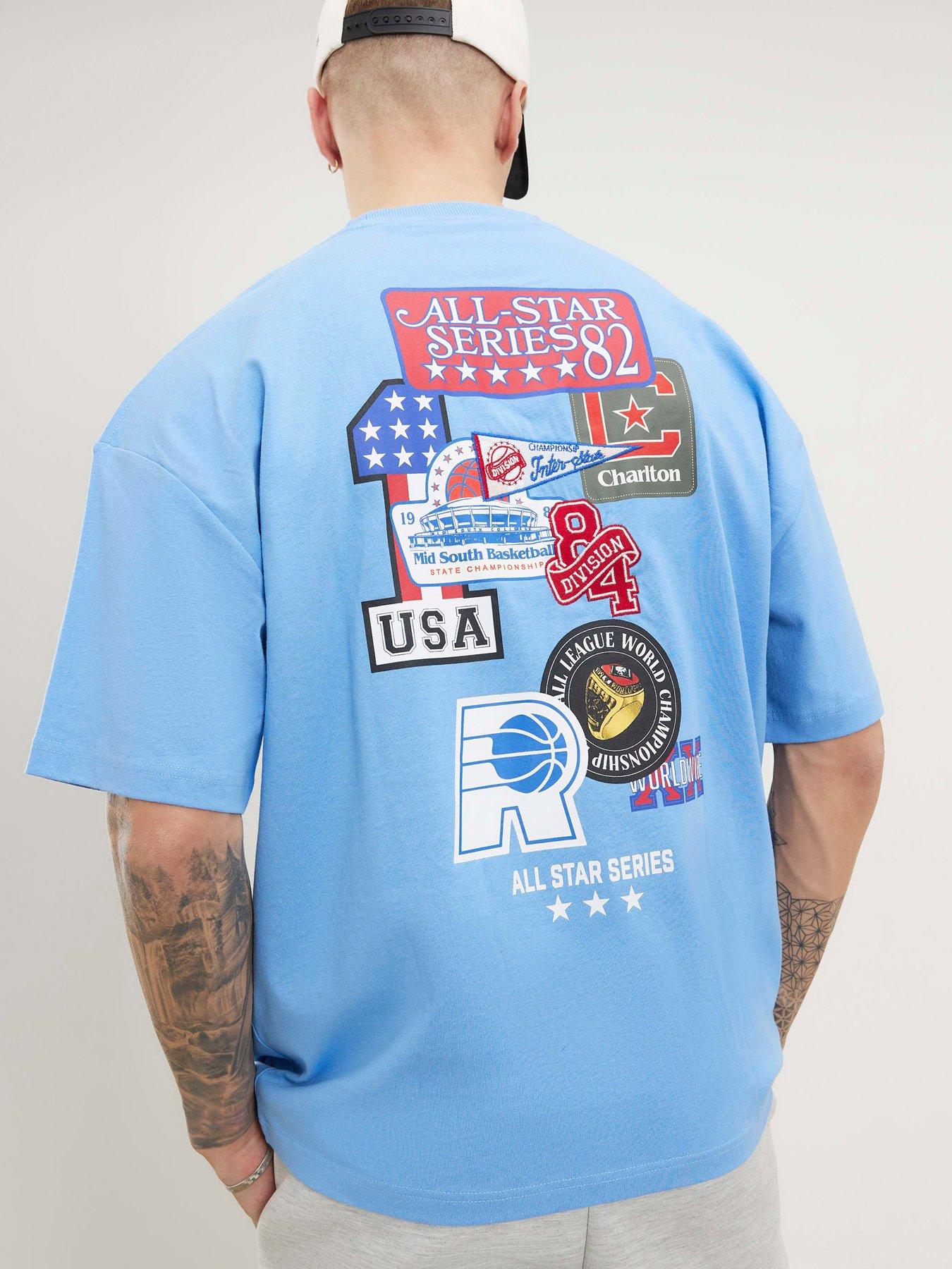 River Island Multi Badging Usa Graphic T-Shirt - Blue