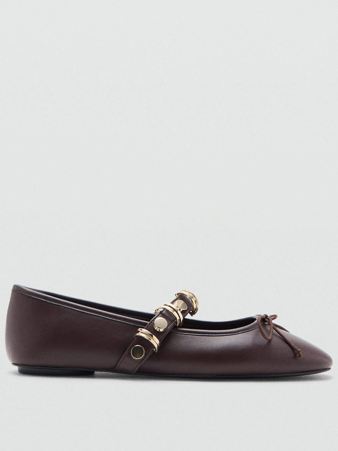 Mango Ballerinas With Strip And Bow Detail - Red