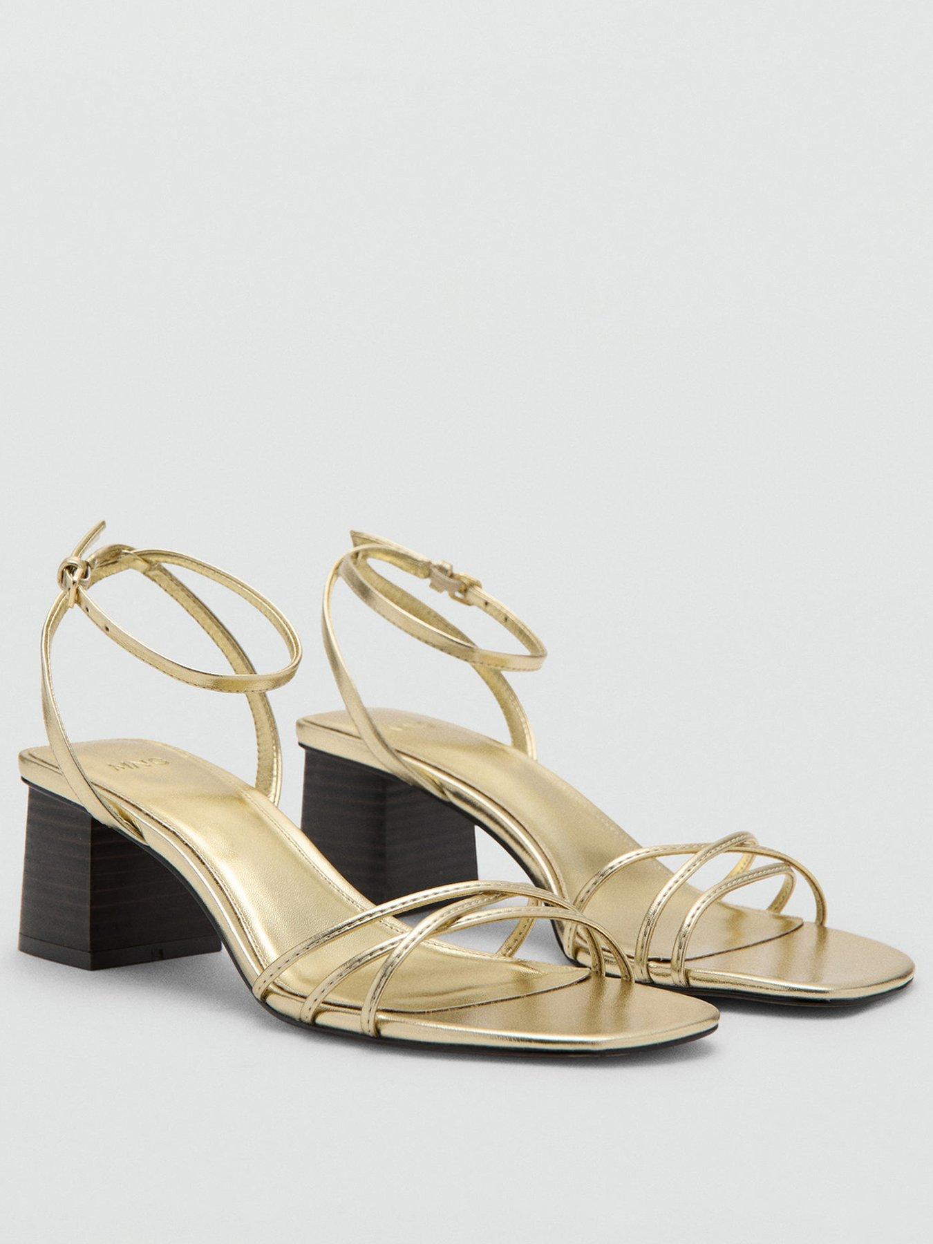  image of mango-block-heeled-sandals-gold