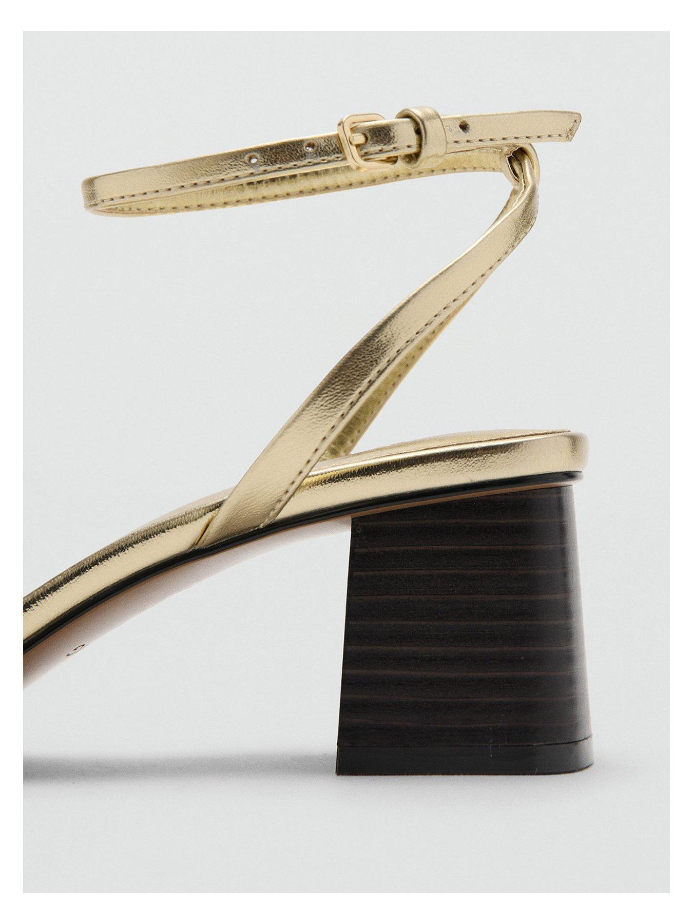  image of mango-block-heeled-sandals-gold