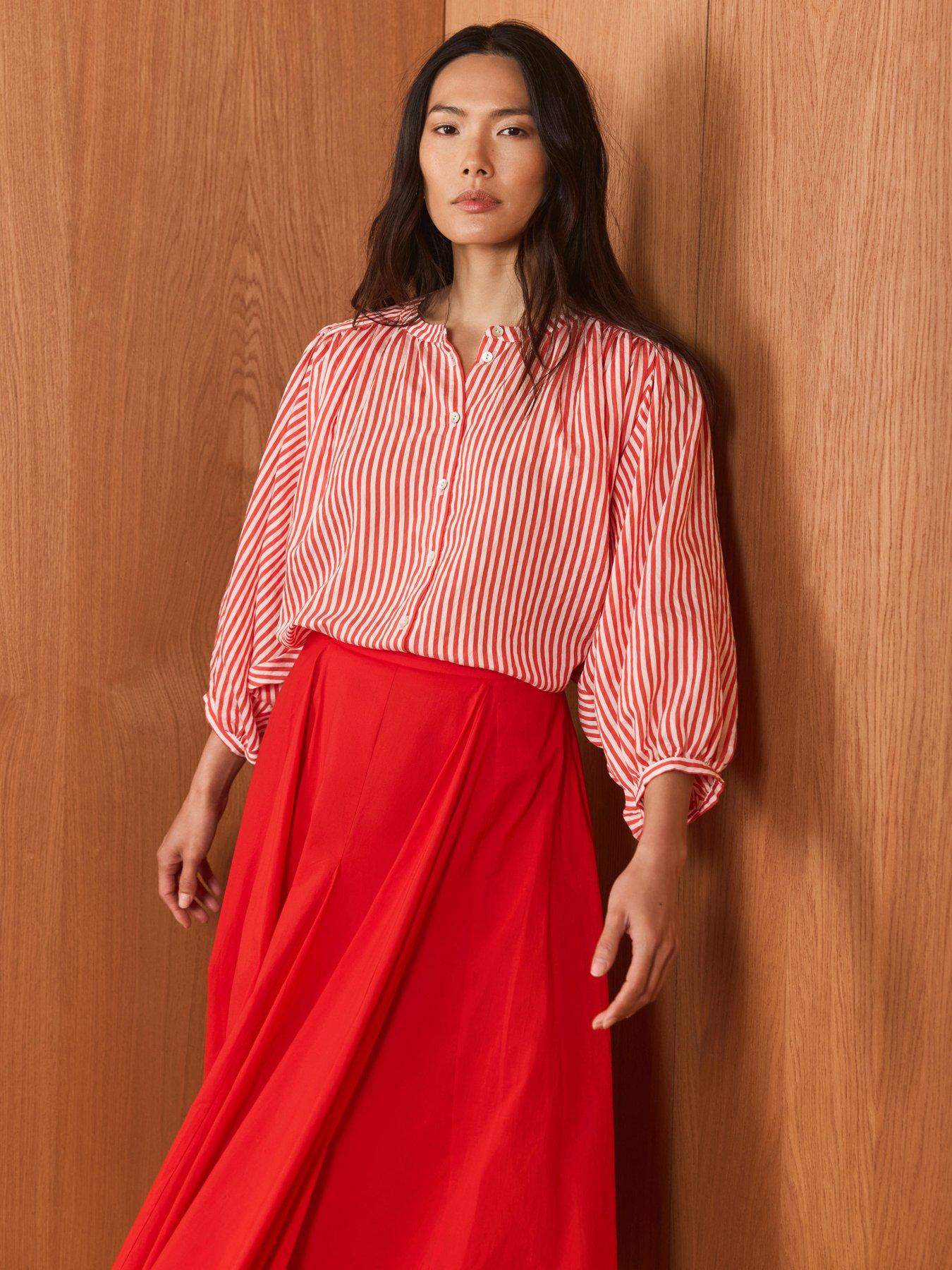 Image 1 of 6 of Mint Velvet Red Stripe Batwing Blouse