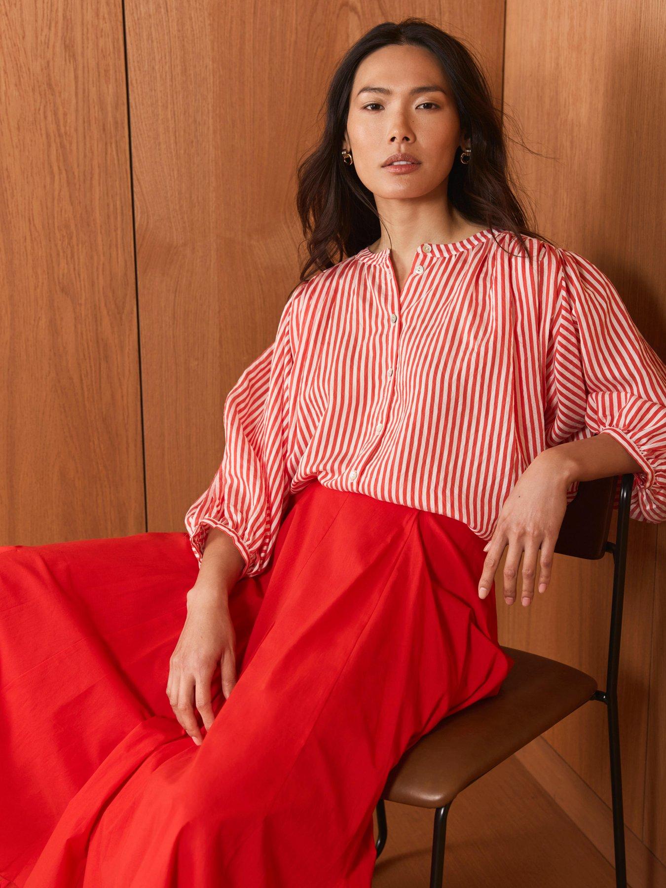 Image 2 of 6 of Mint Velvet Red Stripe Batwing Blouse