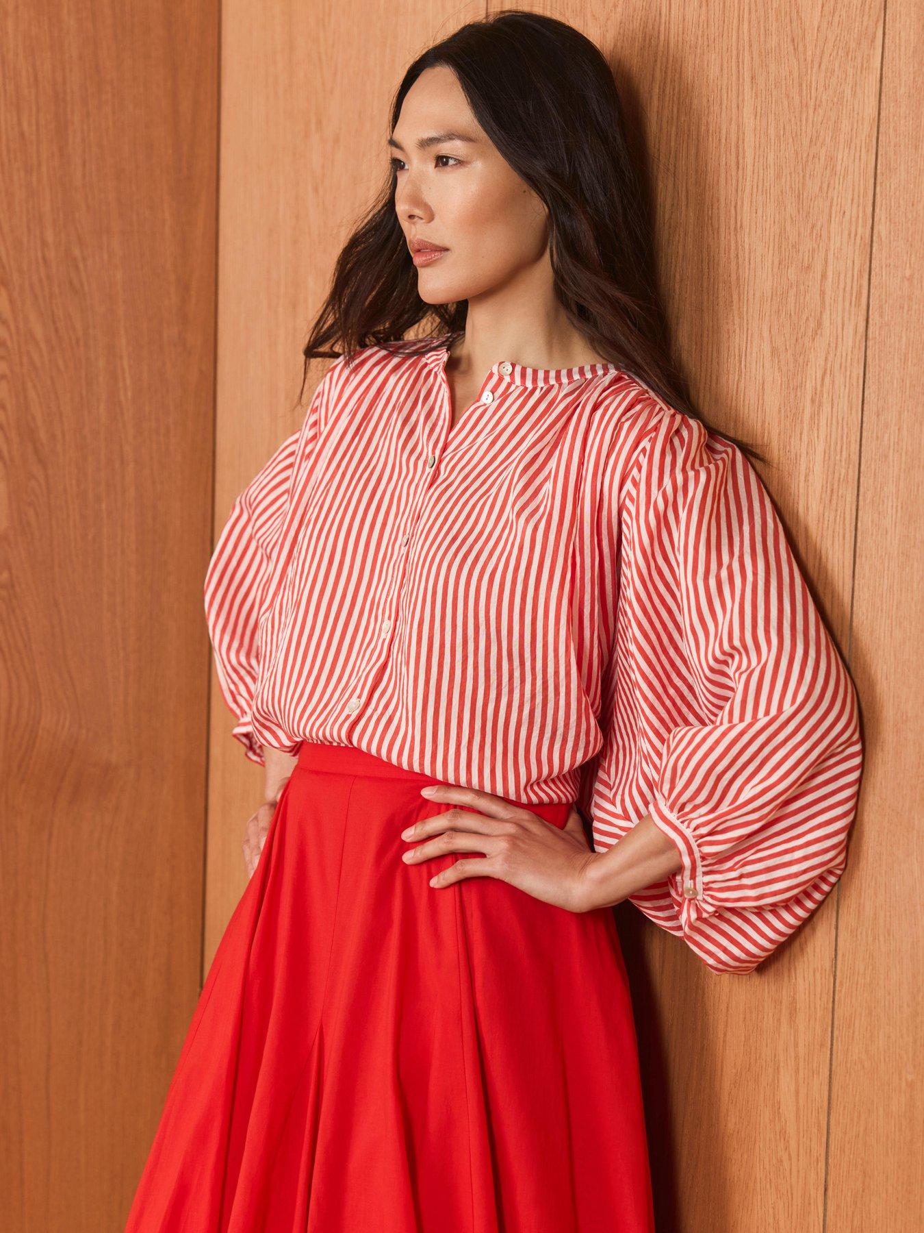 Image 3 of 6 of Mint Velvet Red Stripe Batwing Blouse