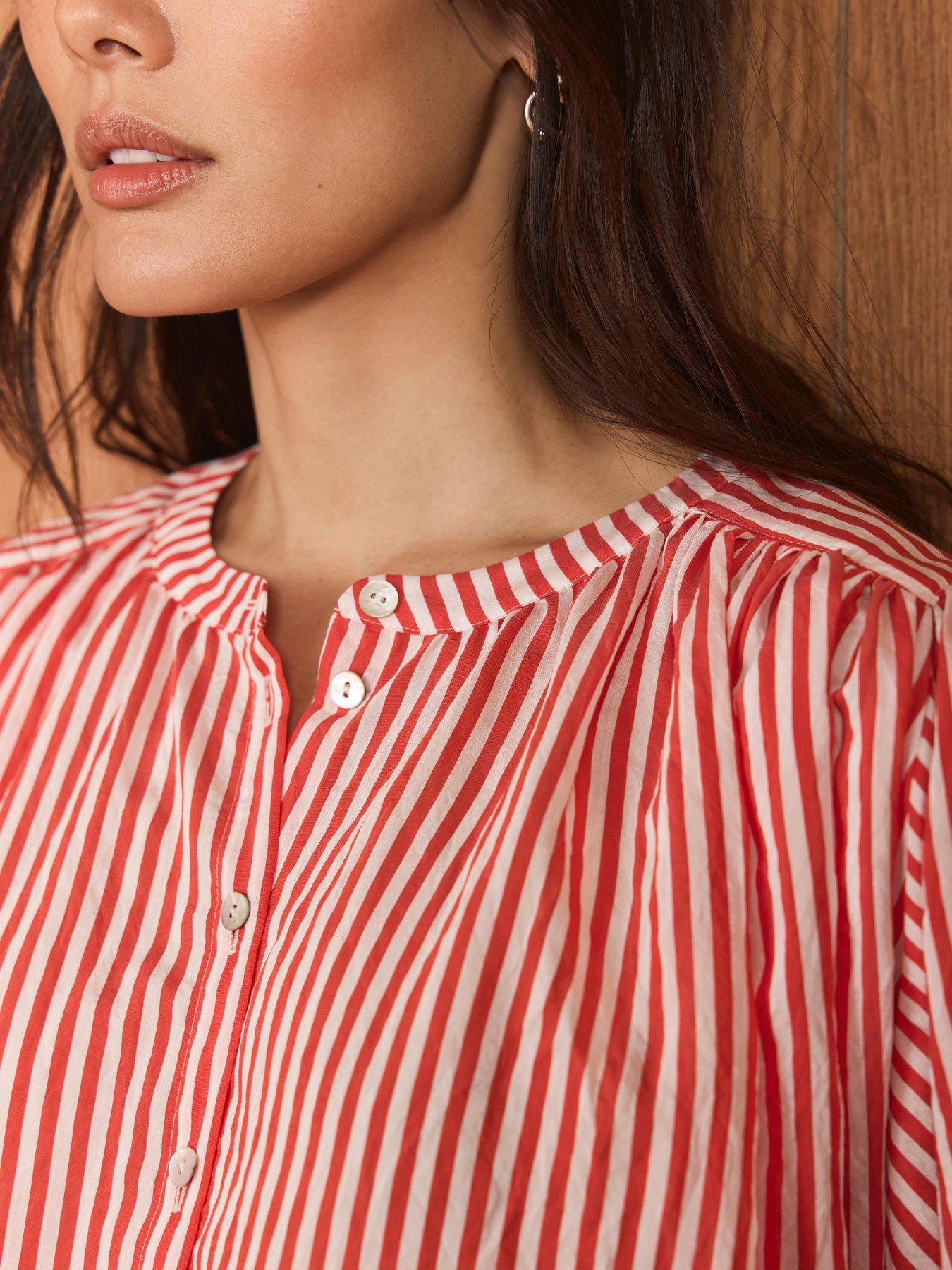 Image 4 of 6 of Mint Velvet Red Stripe Batwing Blouse