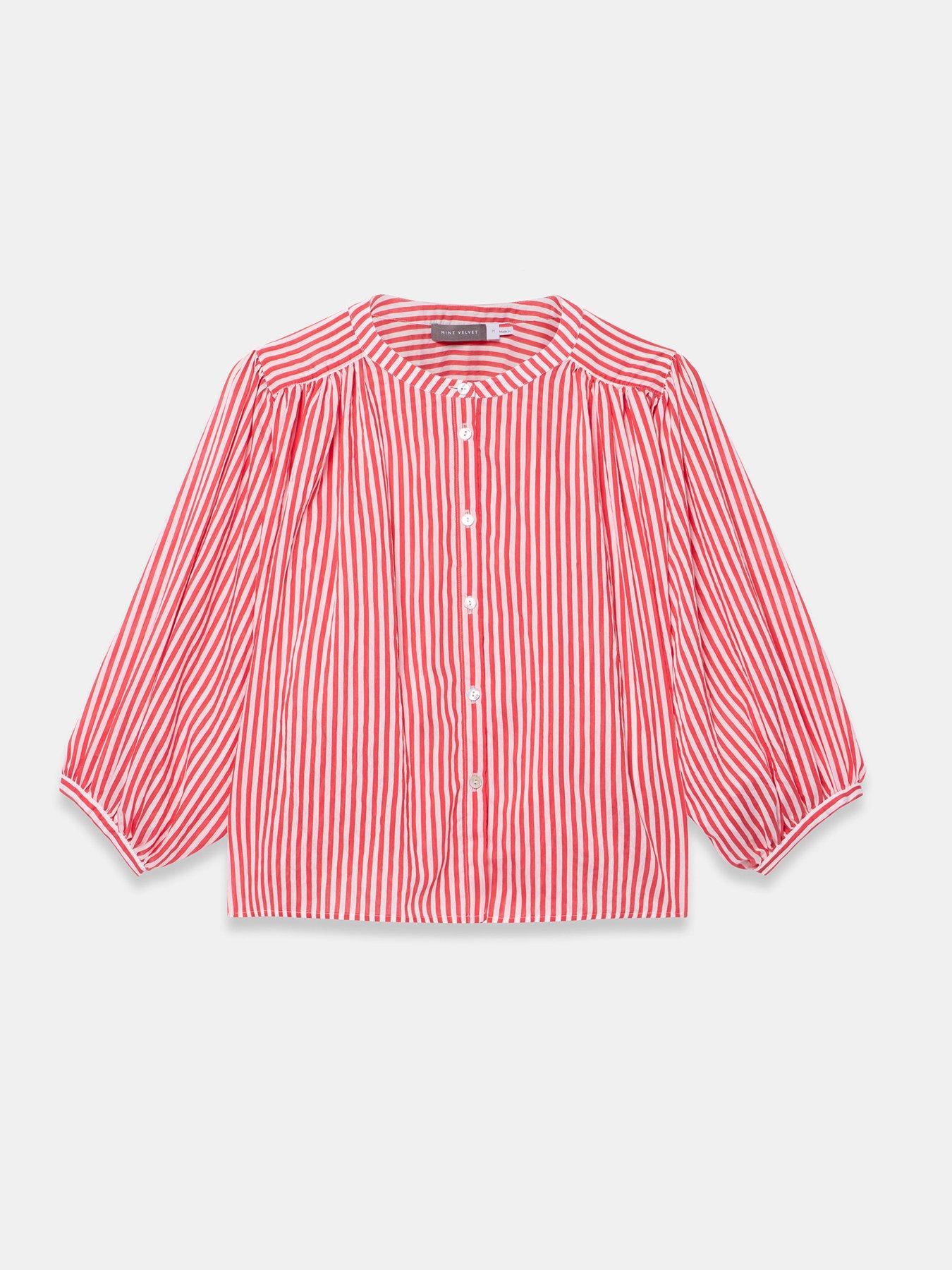 Image 5 of 6 of Mint Velvet Red Stripe Batwing Blouse