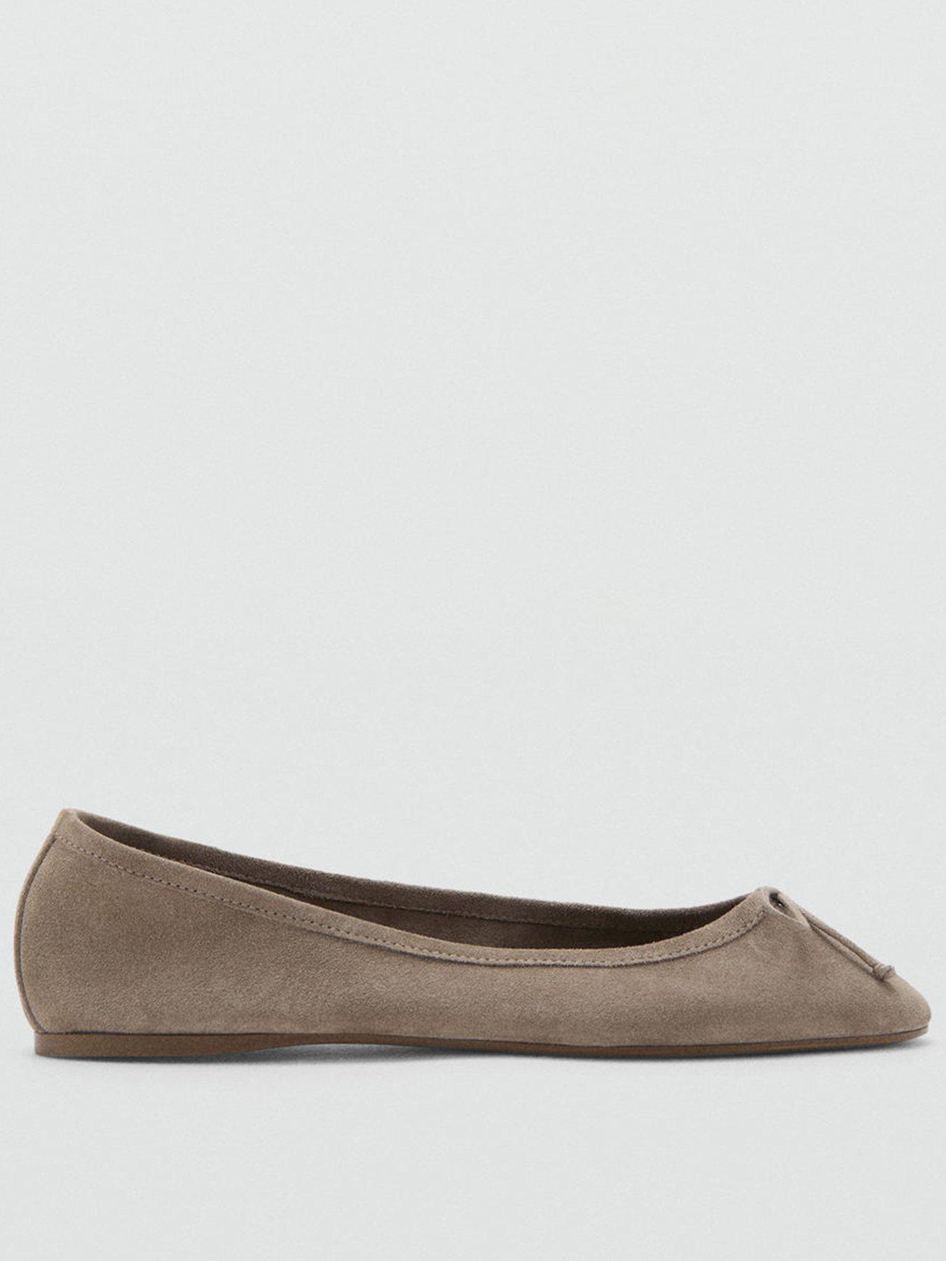 Image 1 of 4 of Mango Leather Ballet Flats With Bow - Brown