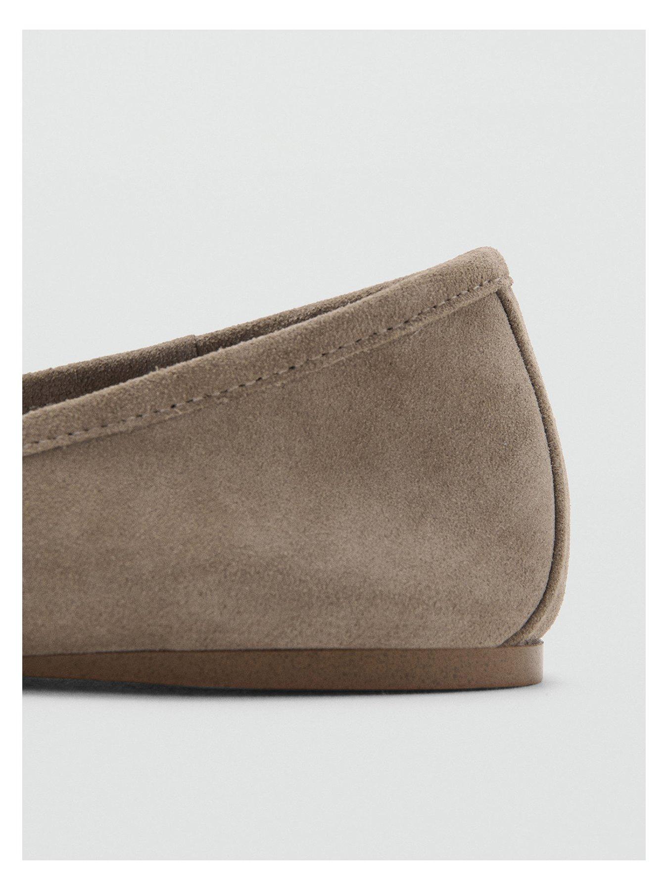 Image 4 of 4 of Mango Leather Ballet Flats With Bow - Brown