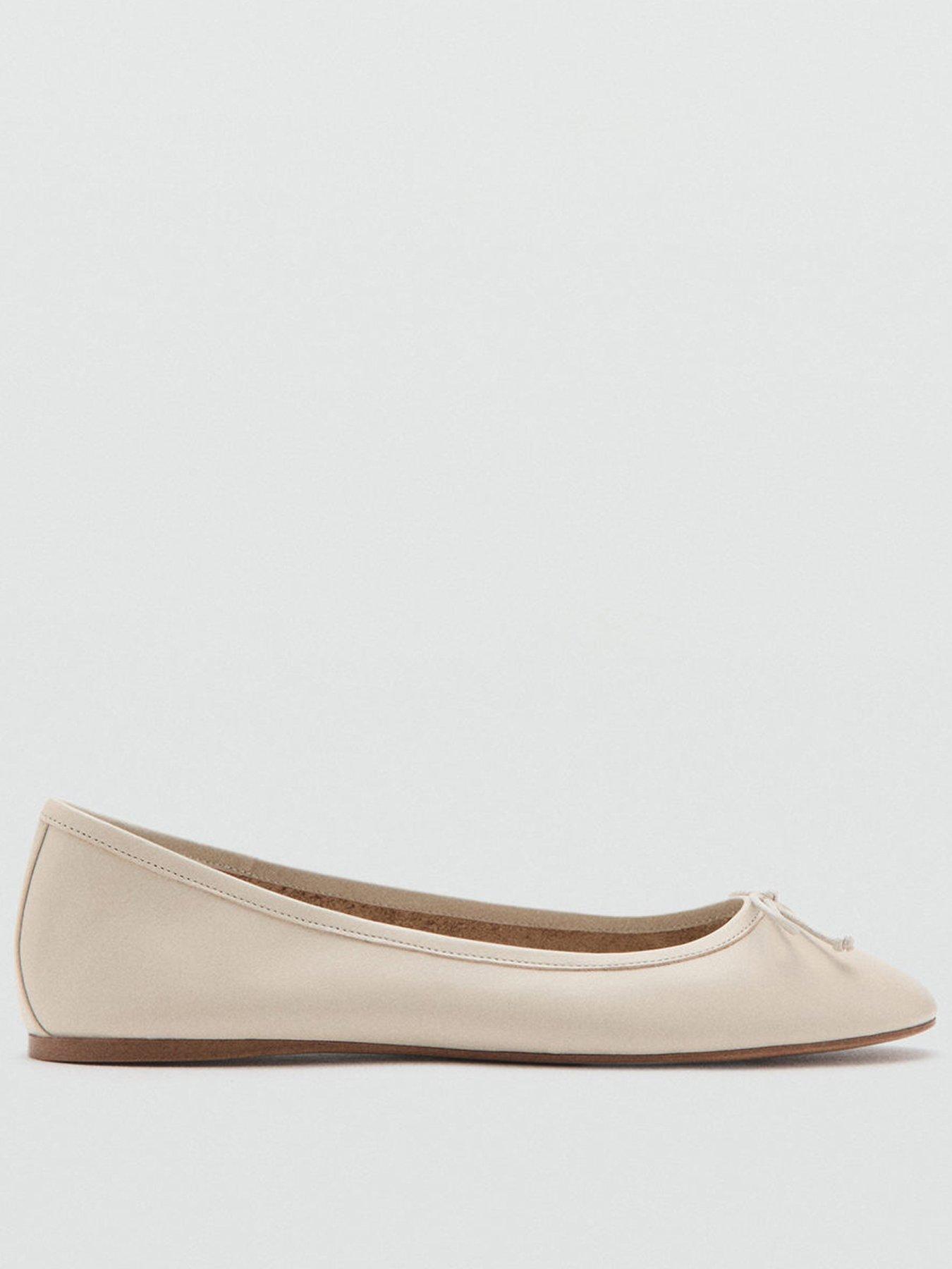 front image of mango-leather-ballet-flats-with-bow-white