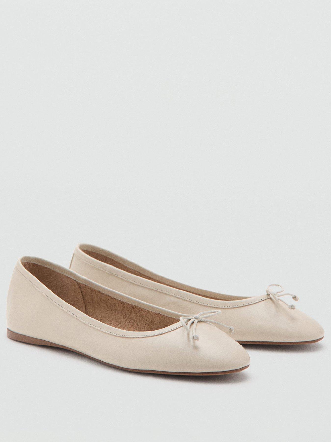  image of mango-leather-ballet-flats-with-bow-white