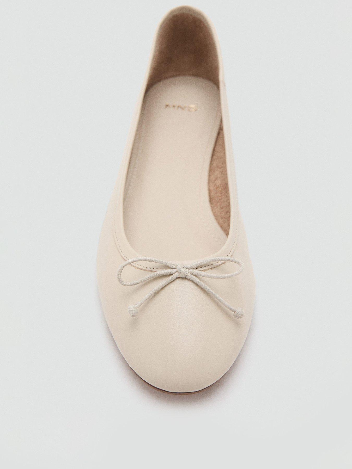  image of mango-leather-ballet-flats-with-bow-white