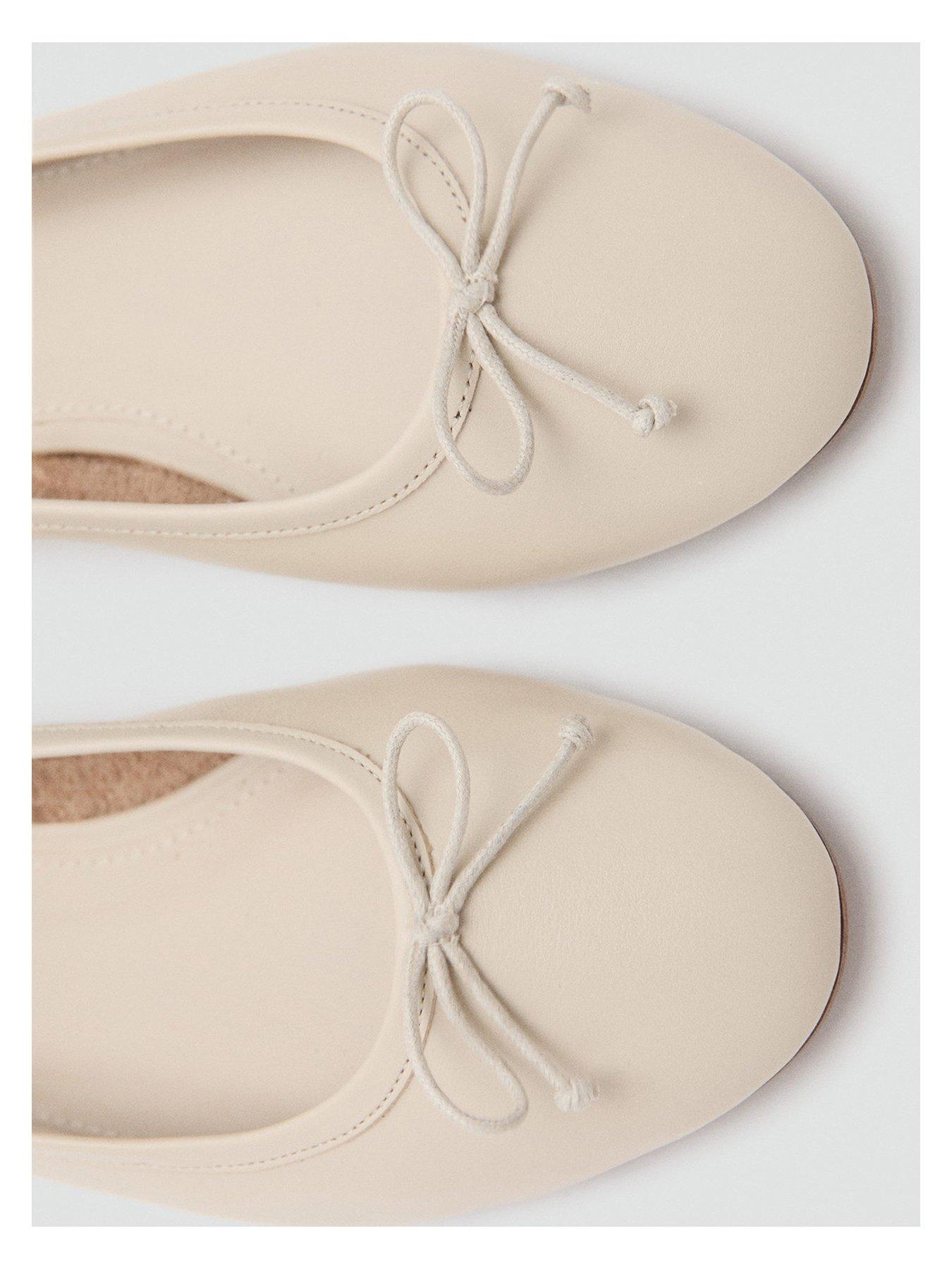  image of mango-leather-ballet-flats-with-bow-white