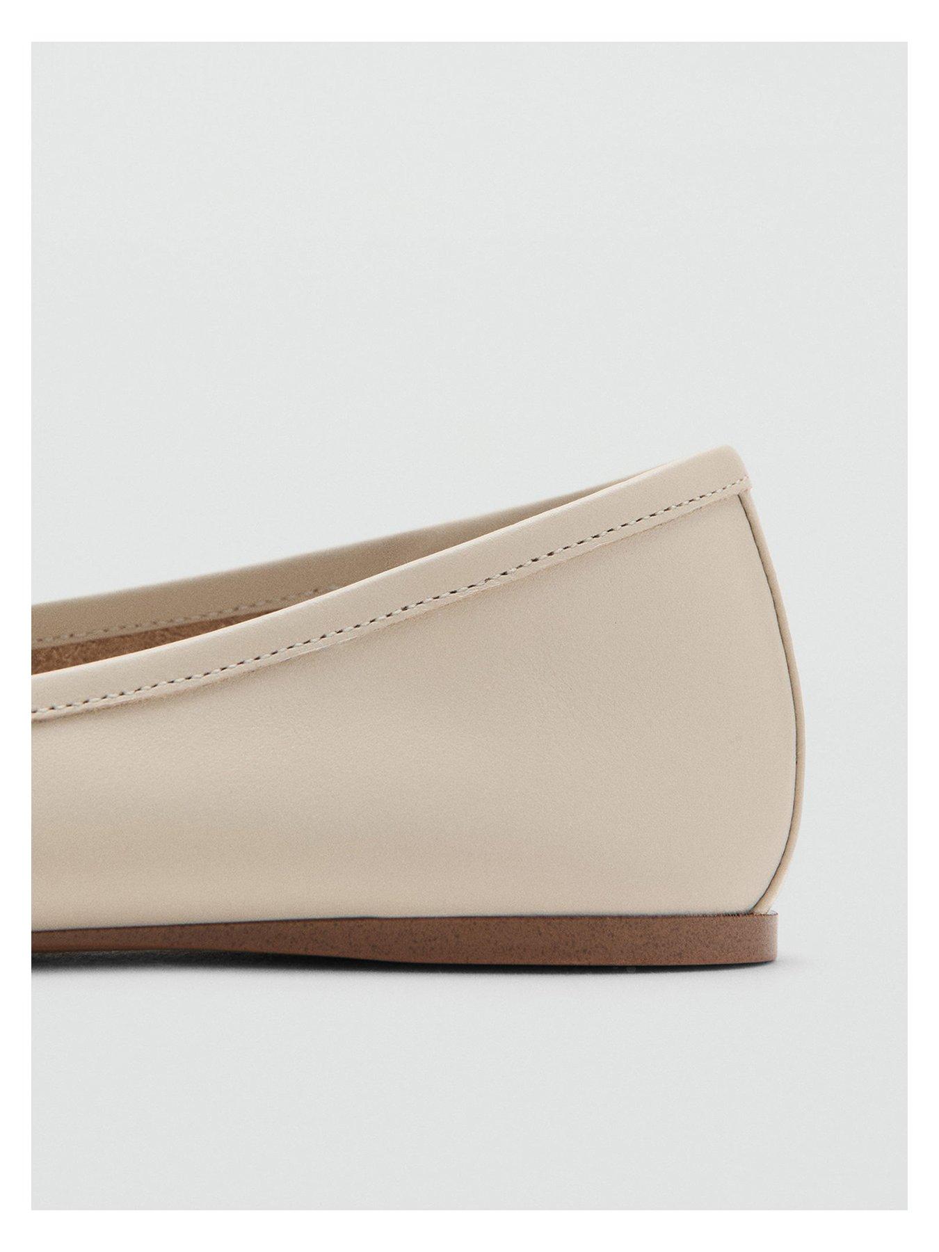  image of mango-leather-ballet-flats-with-bow-white
