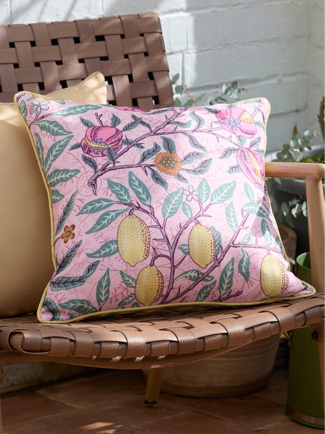 Morris & Co Fruits 45x45 Outdoor Polyester Cushion Blush Pink/lemon