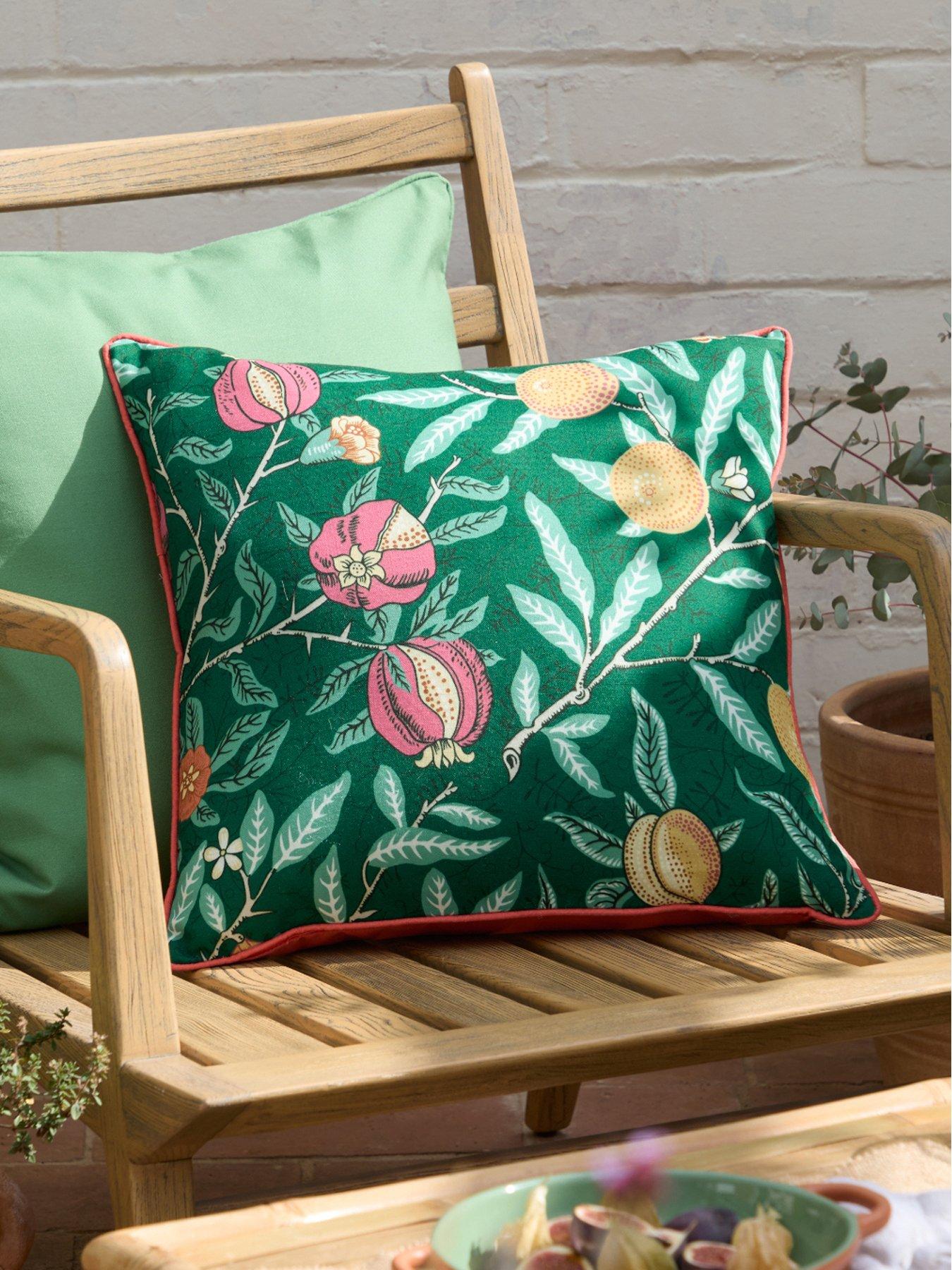 Morris & Co Fruits 45x45 Outdoor Polyester Cushion Forest Green/lemon