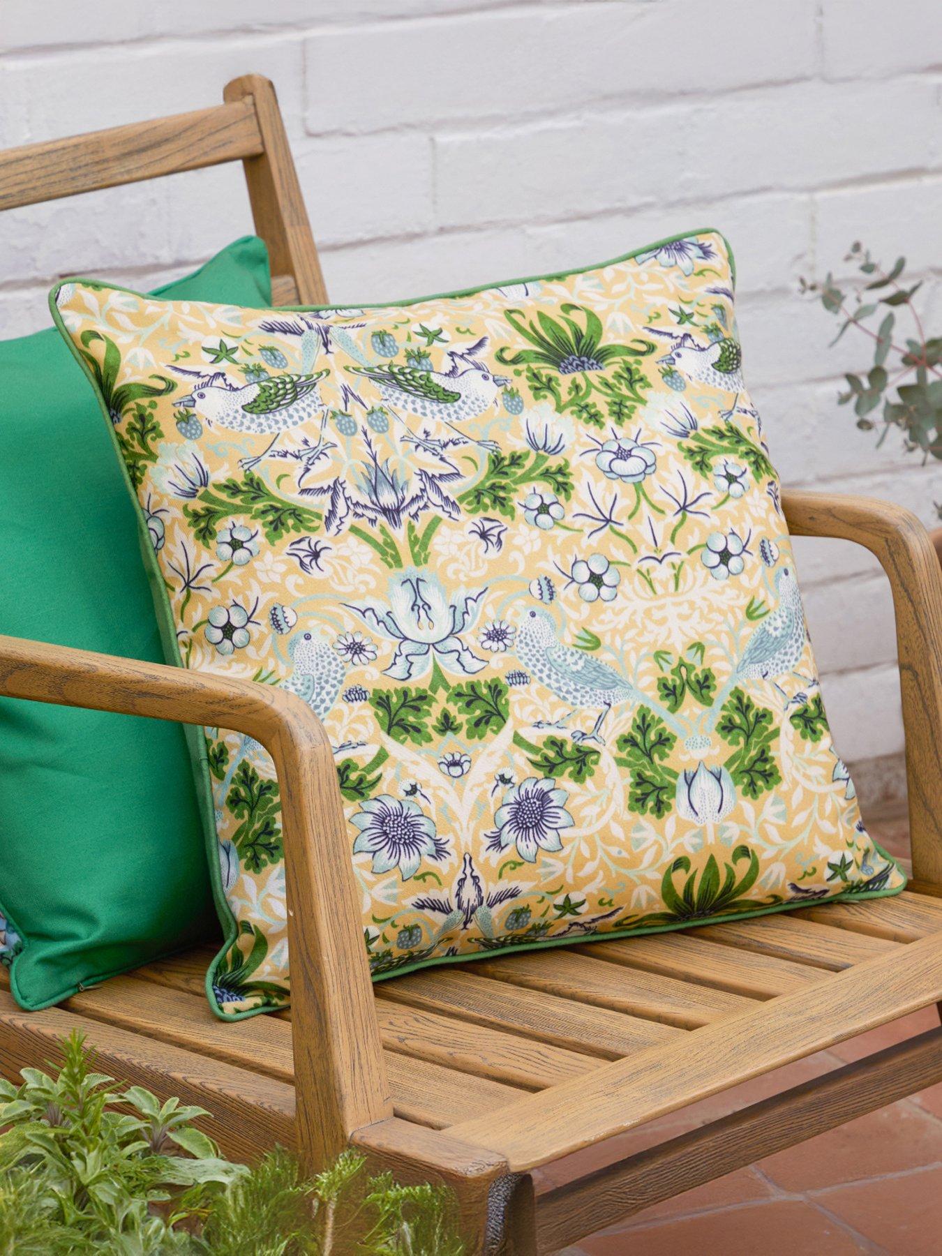 Morris & Co Strawberry Thief 50x50 Outdoor Polyester Cushion Sunflower