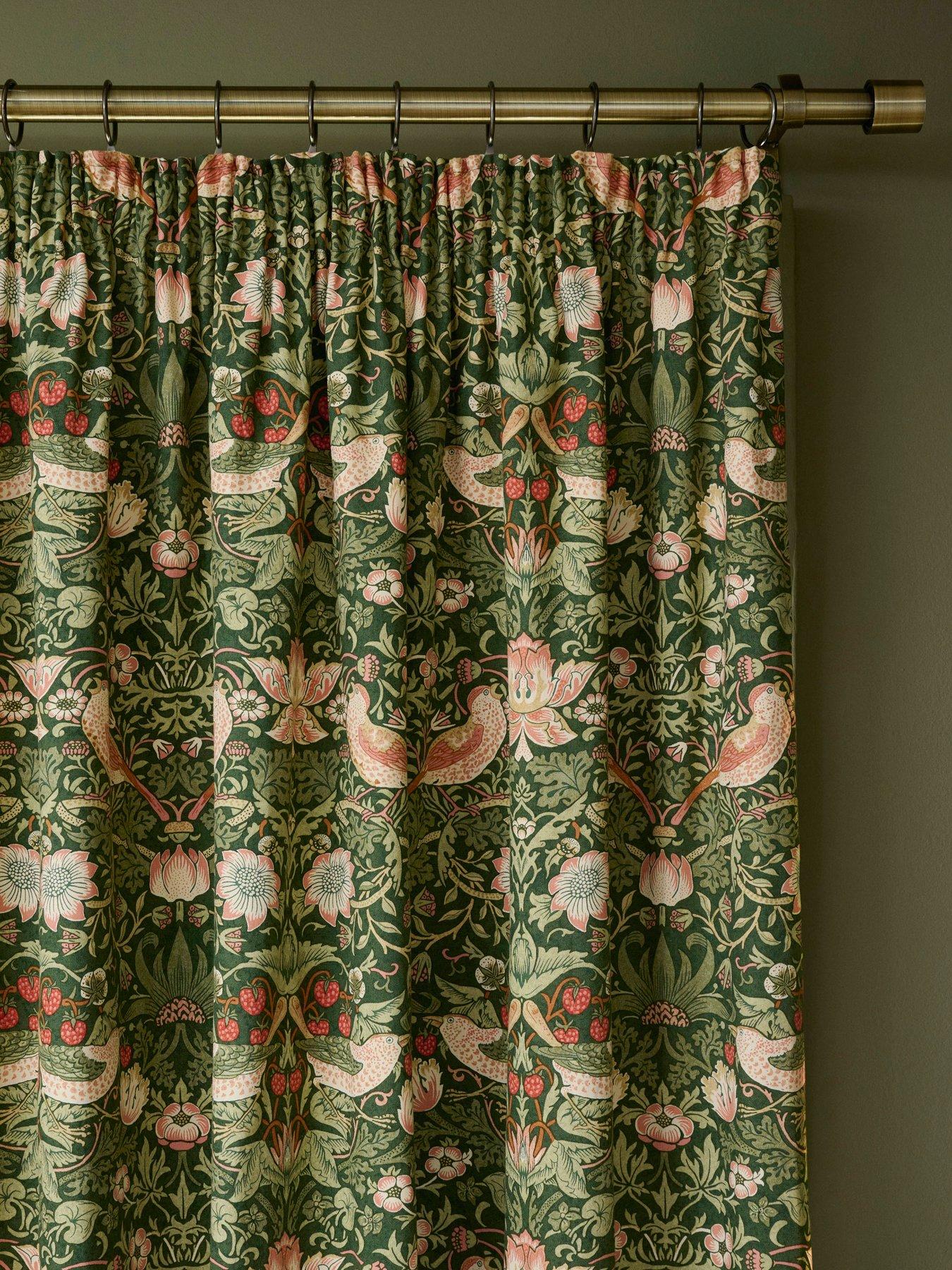 Image 2 of 3 of William Morris at Home Sunflower Blackout Lined Header Tape Curtains Dark Olive